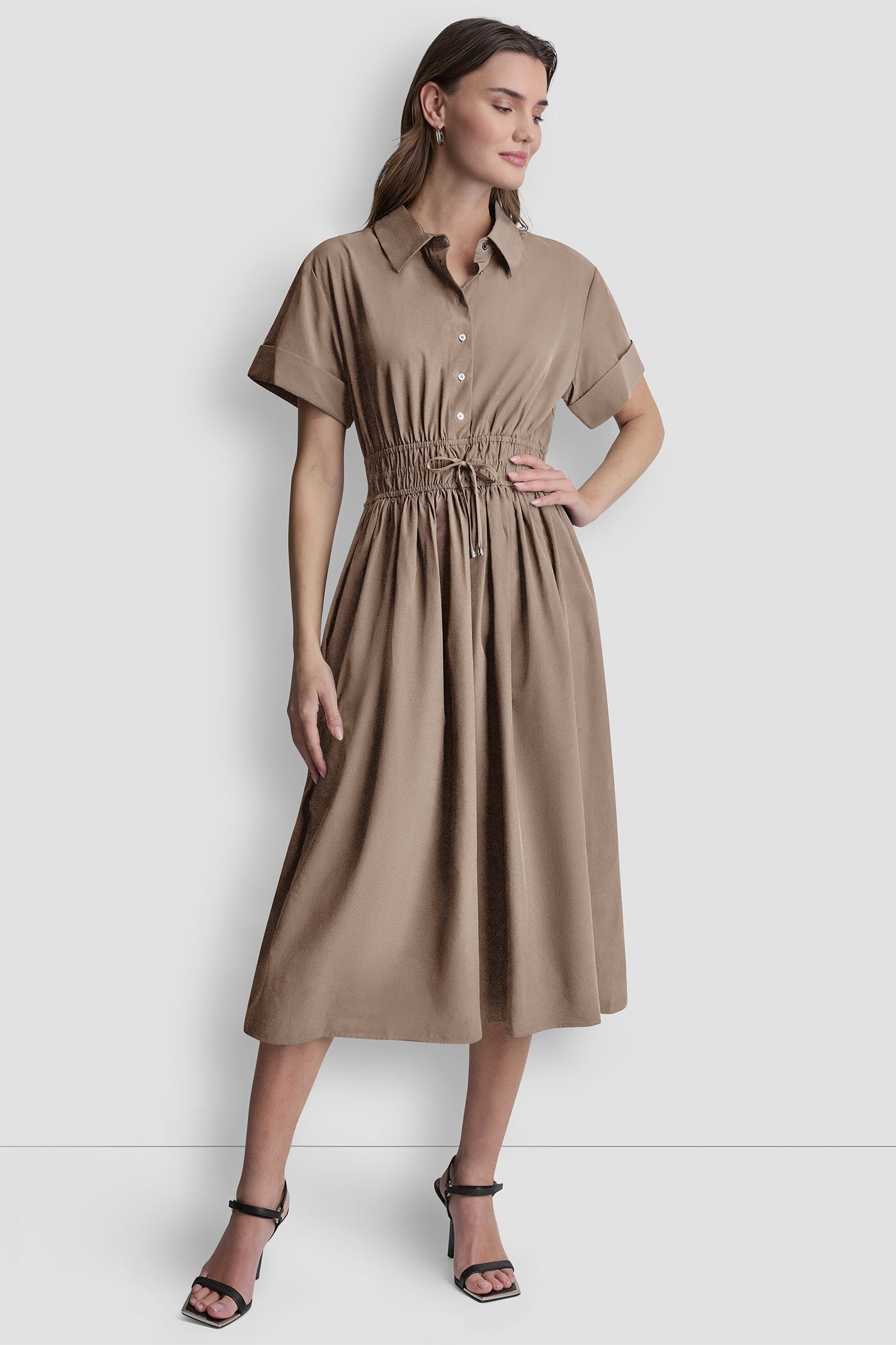 SMOCKED-WAIST COMMUTER DRESS