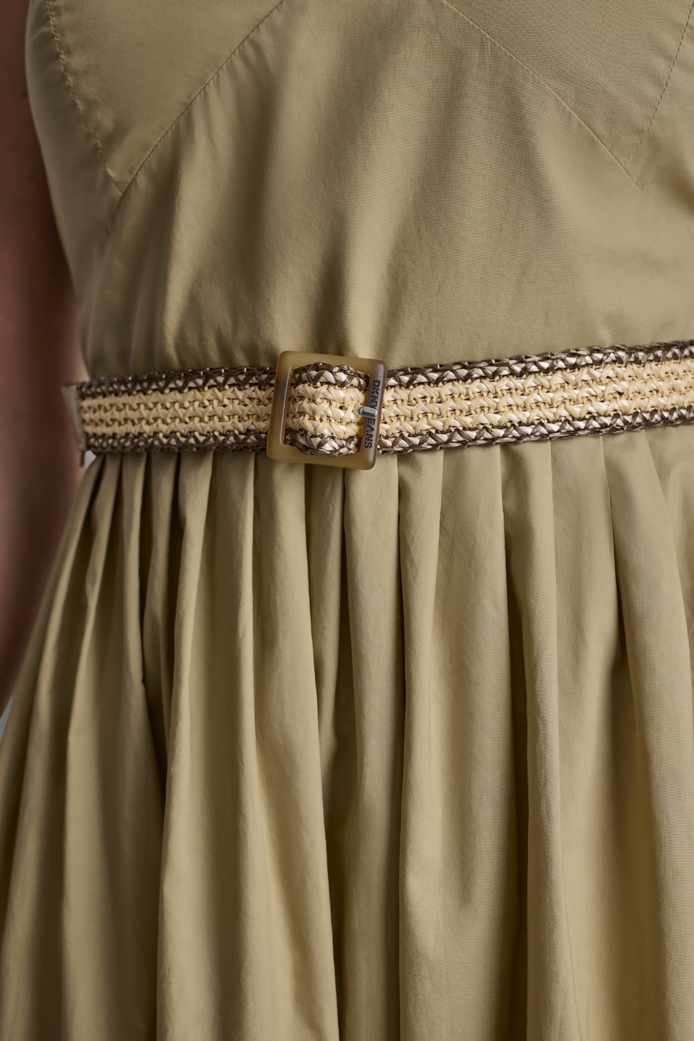 STRAPPY V-NECK MAXI DRESS WITH RAFFIA BELT