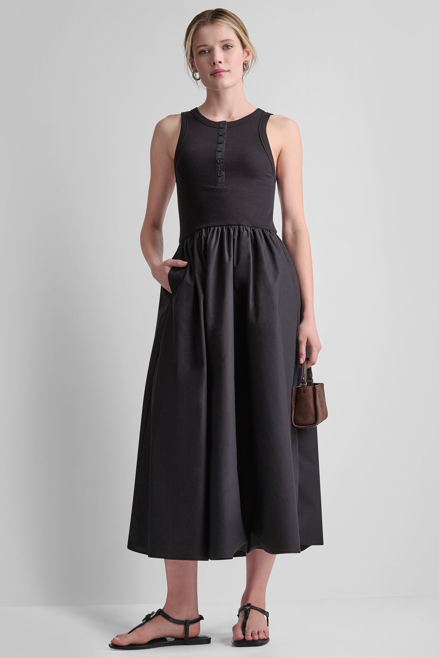 RIB HENLEY TANK MAXI DRESS