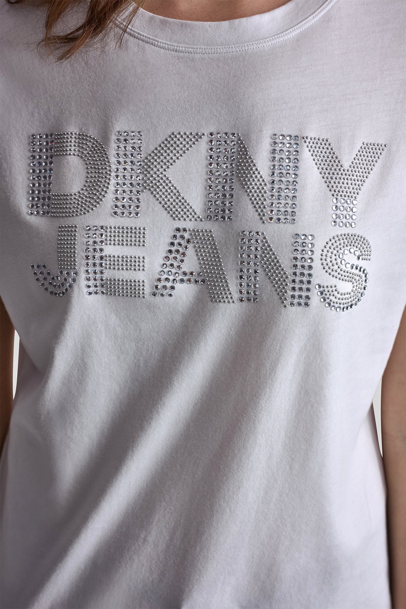 DKNY JEANS STACKED RHINESTONE DOME TEE
