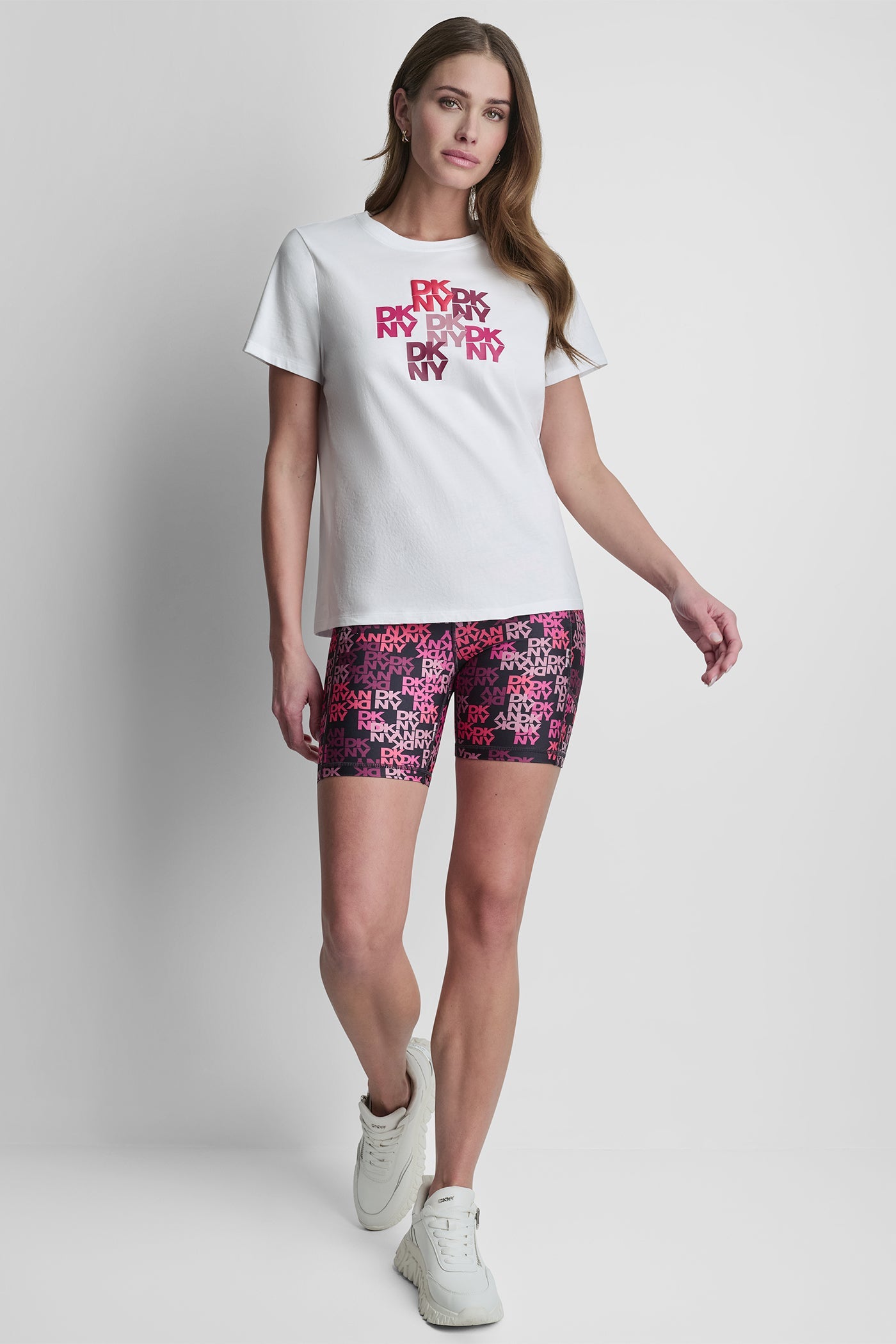 DKNY CAMO MIXED MEDIA LOGO TEE