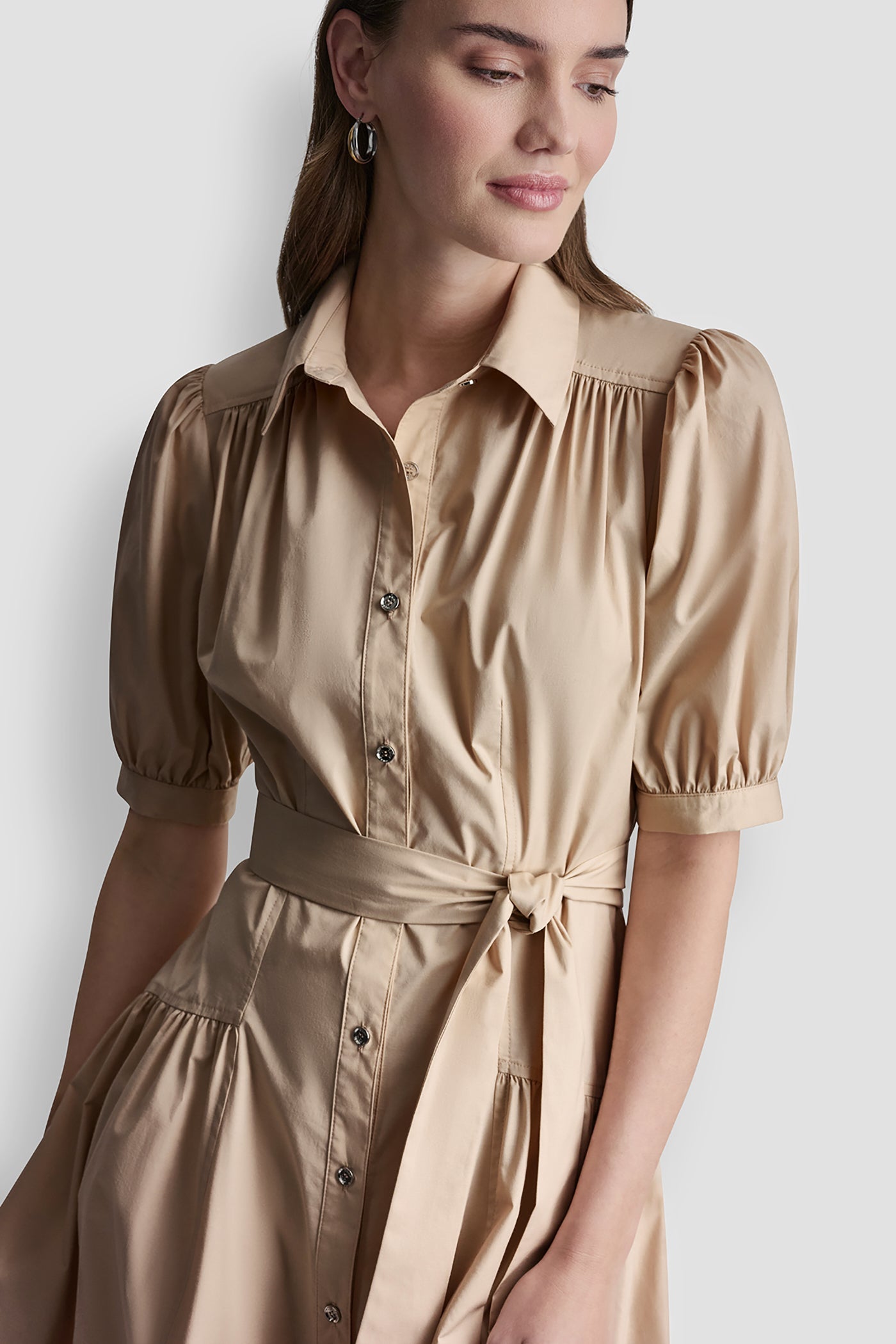 DROP-WAIST MIDI SHIRT DRESS