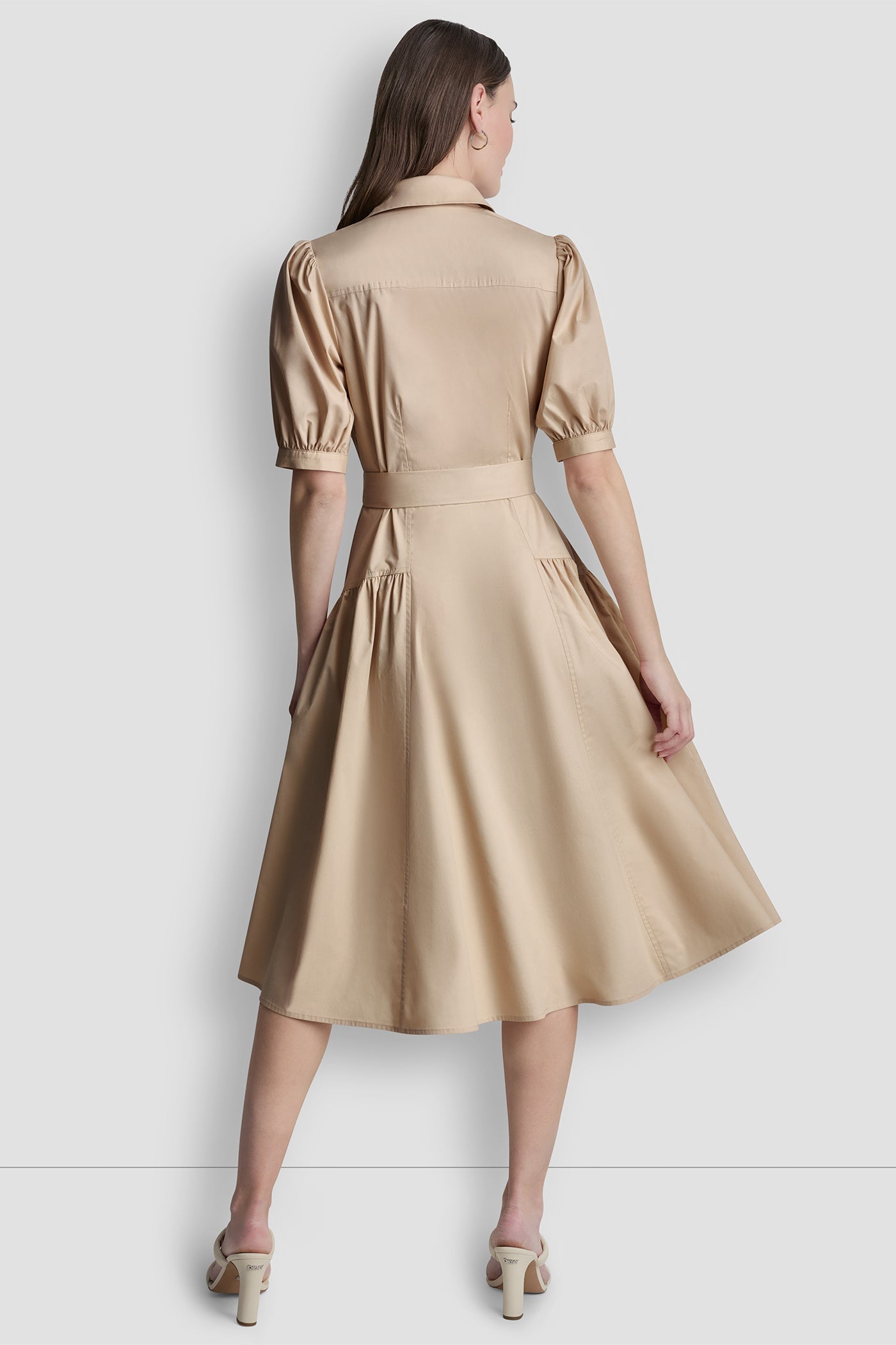 DROP-WAIST MIDI SHIRT DRESS