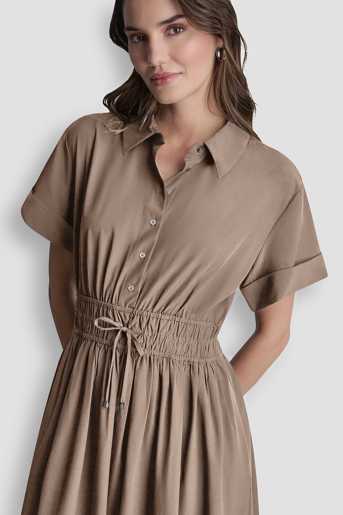 SMOCKED-WAIST COMMUTER DRESS