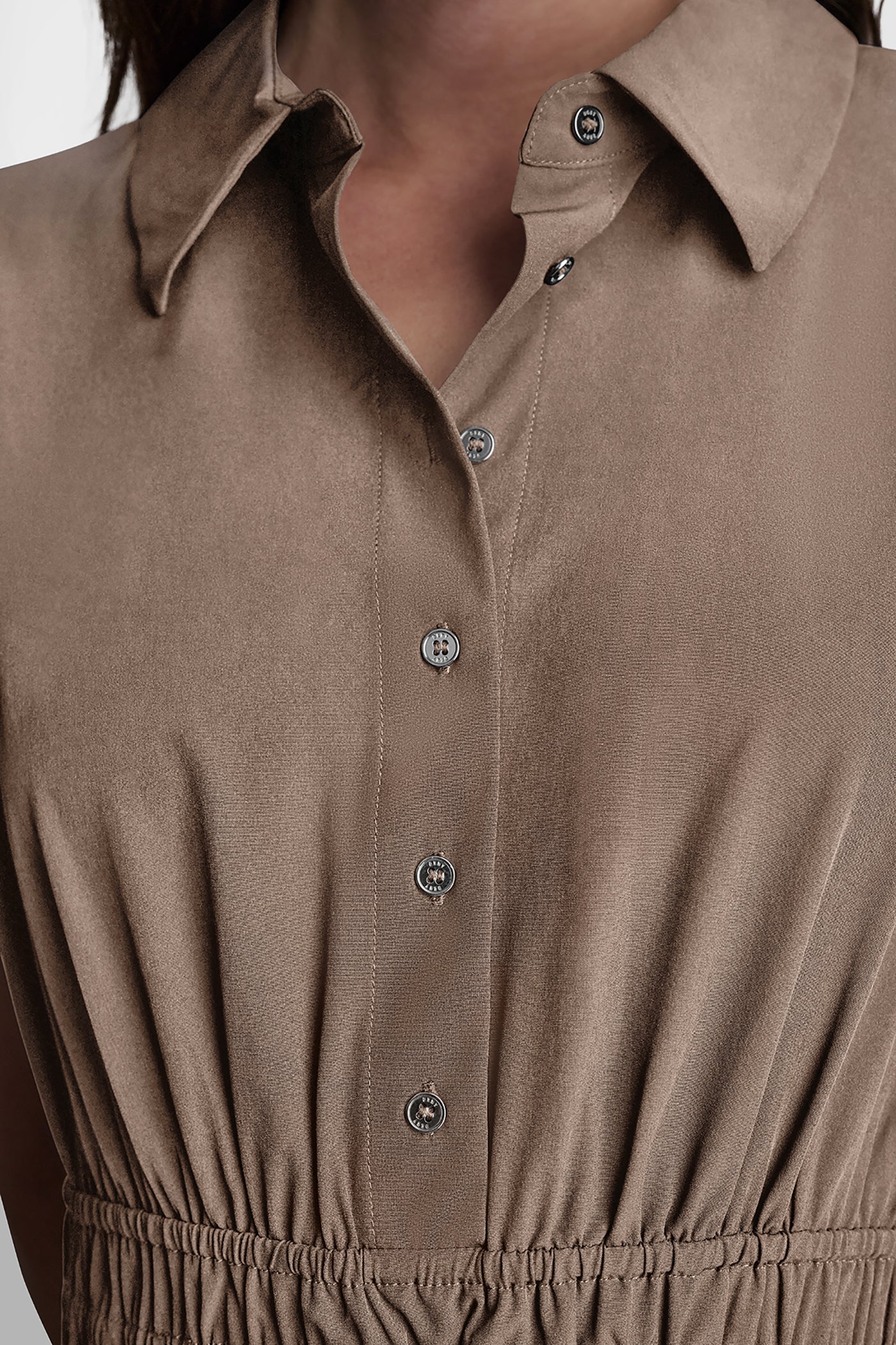 SMOCKED-WAIST COMMUTER DRESS