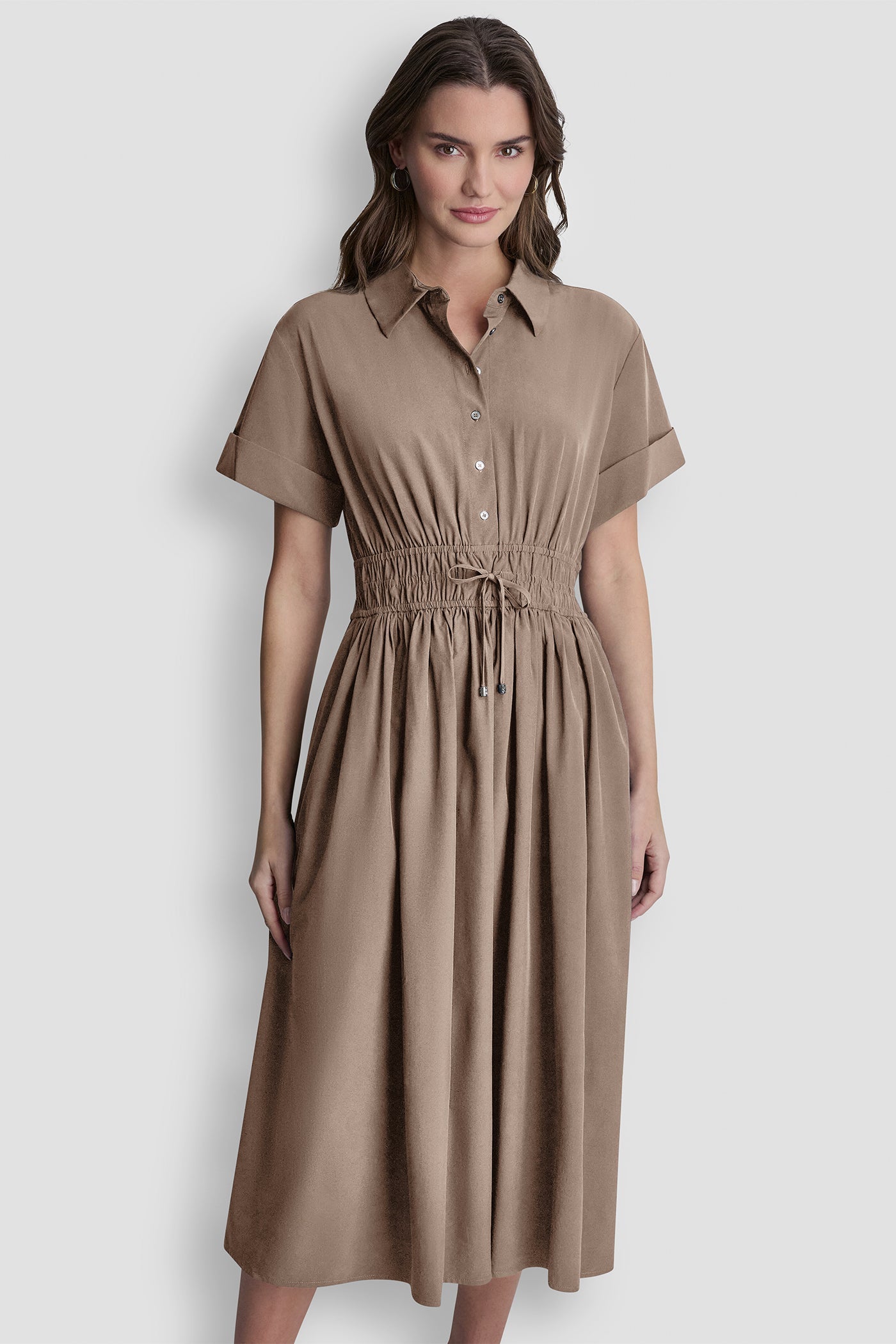 SMOCKED-WAIST COMMUTER DRESS