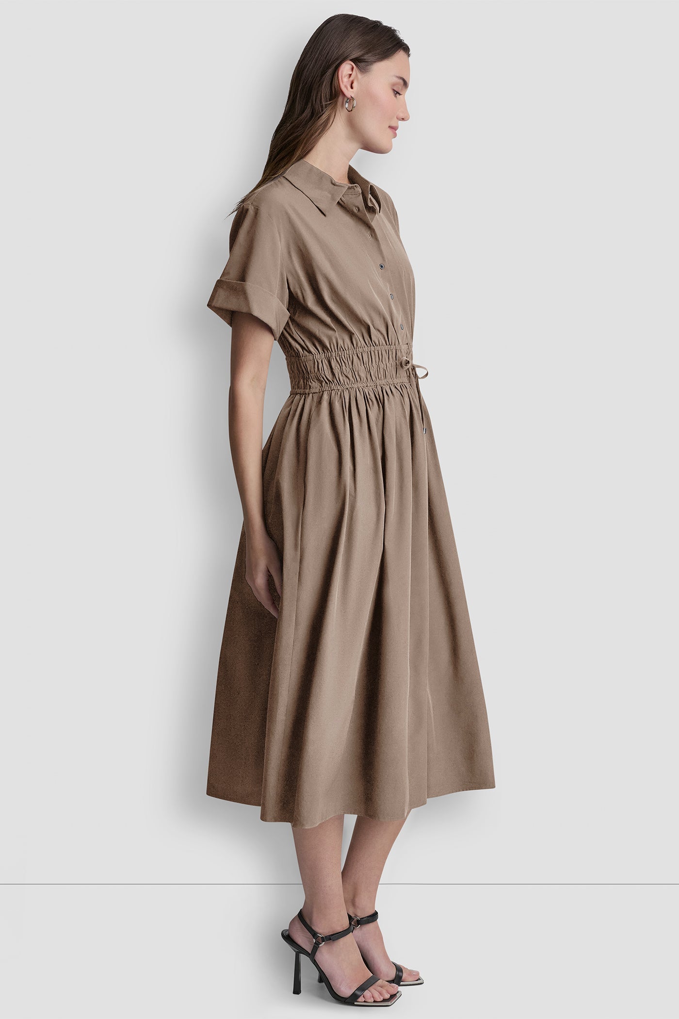 SMOCKED-WAIST COMMUTER DRESS