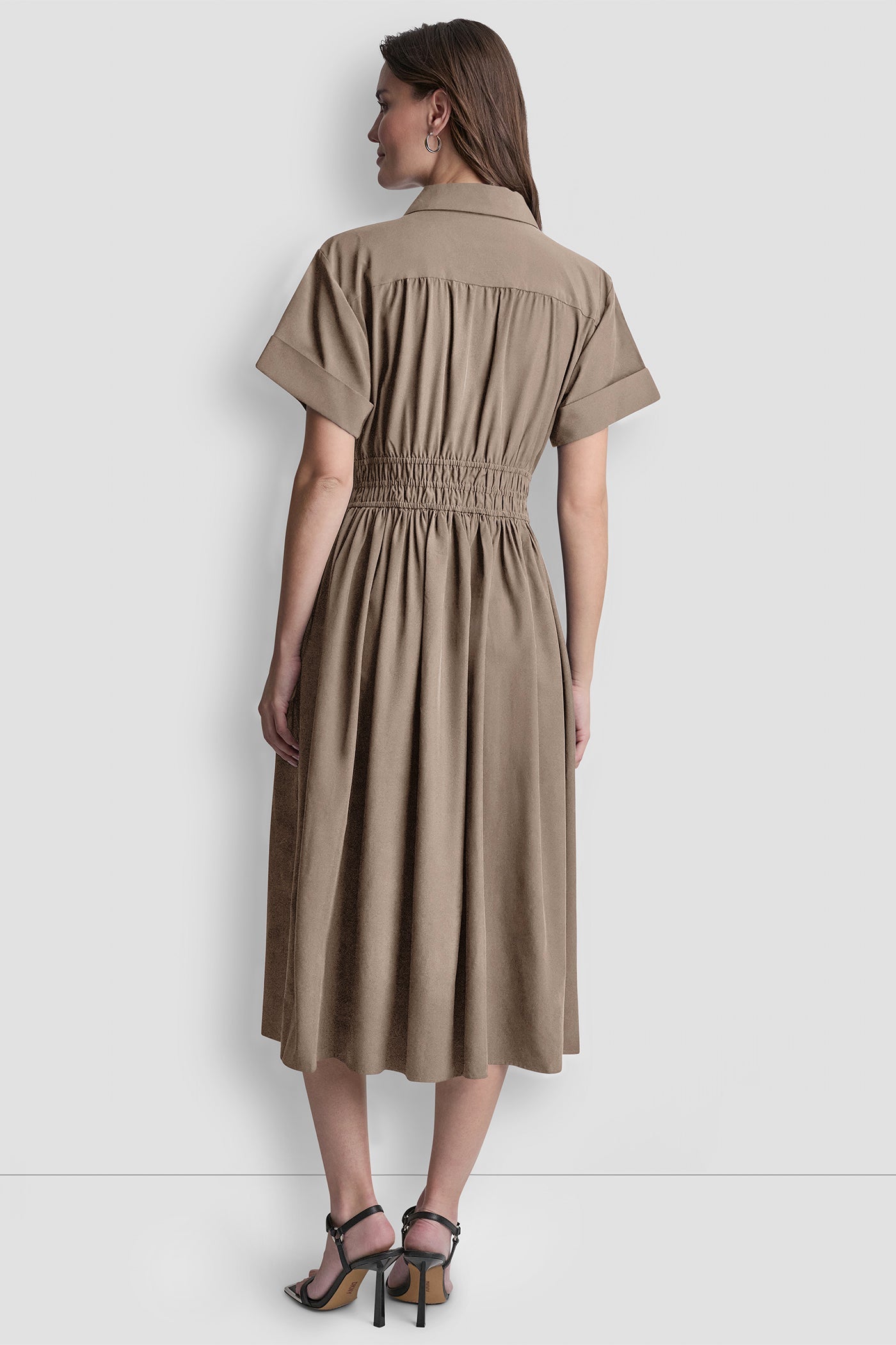 SMOCKED-WAIST COMMUTER DRESS