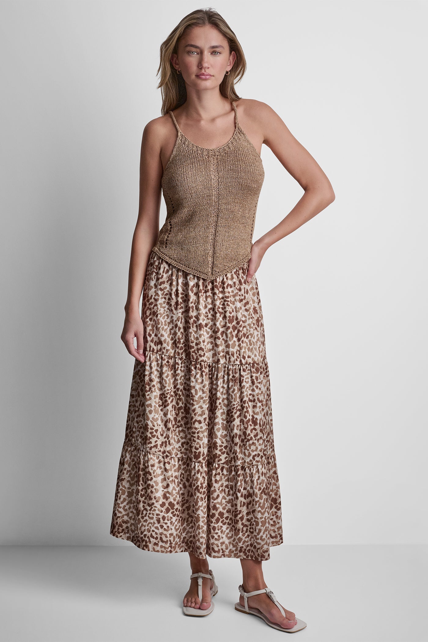 TIERED SATIN PRINTED SKIRT