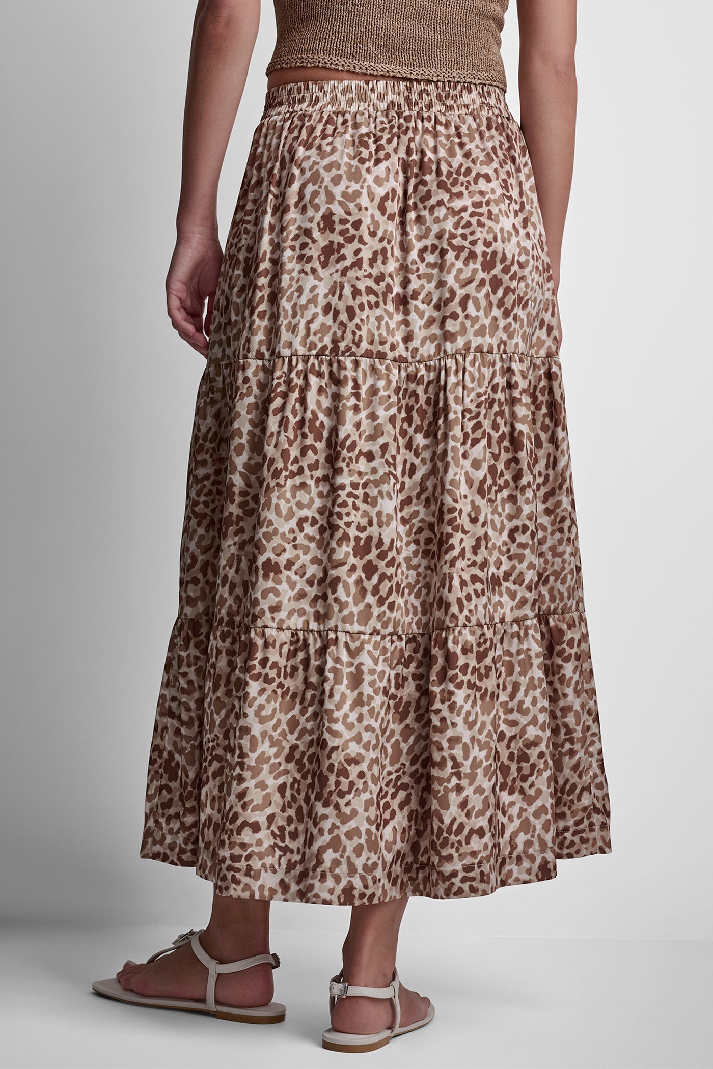 TIERED SATIN PRINTED SKIRT