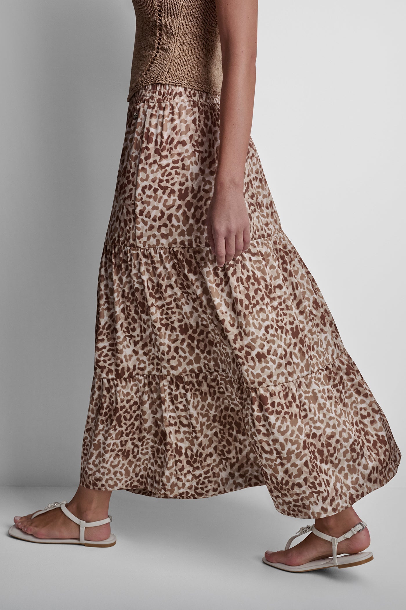 TIERED SATIN PRINTED SKIRT