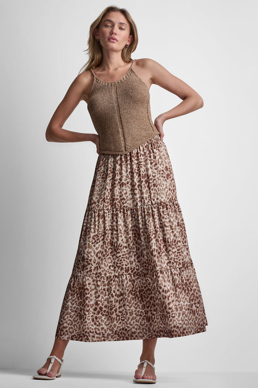 TIERED SATIN PRINTED SKIRT