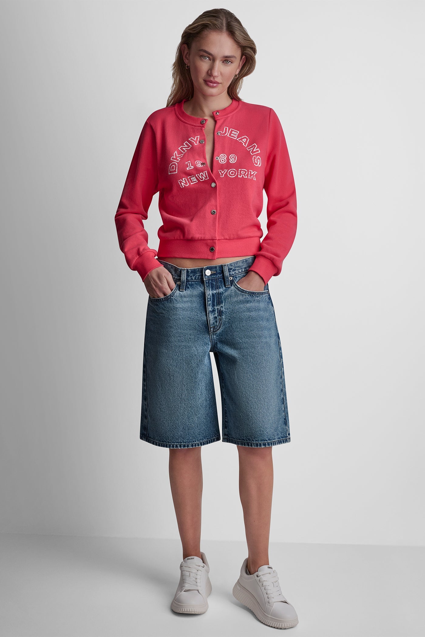 BUTTON FRONT SHRUNKEN LOGO JACKET