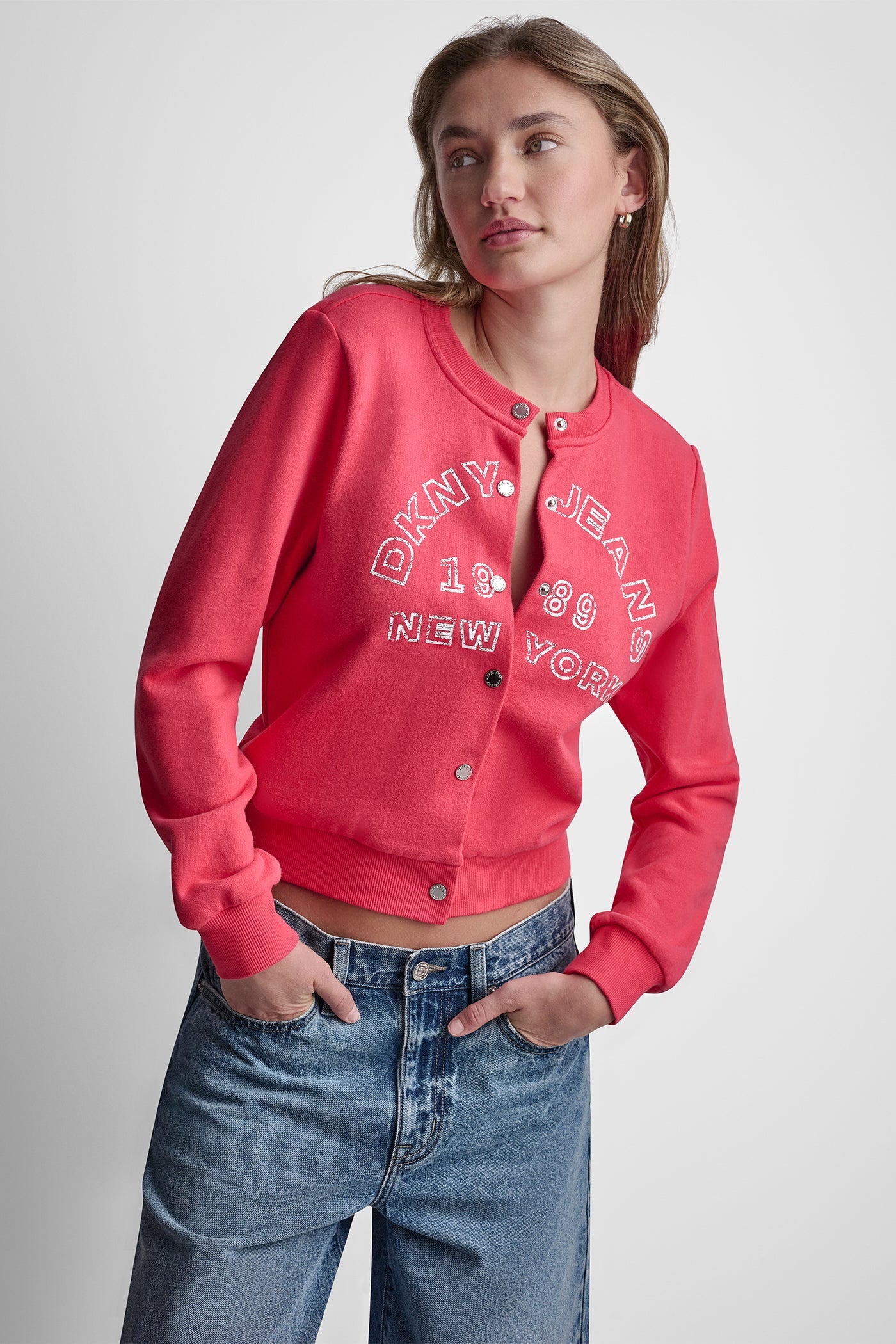 BUTTON FRONT SHRUNKEN LOGO JACKET