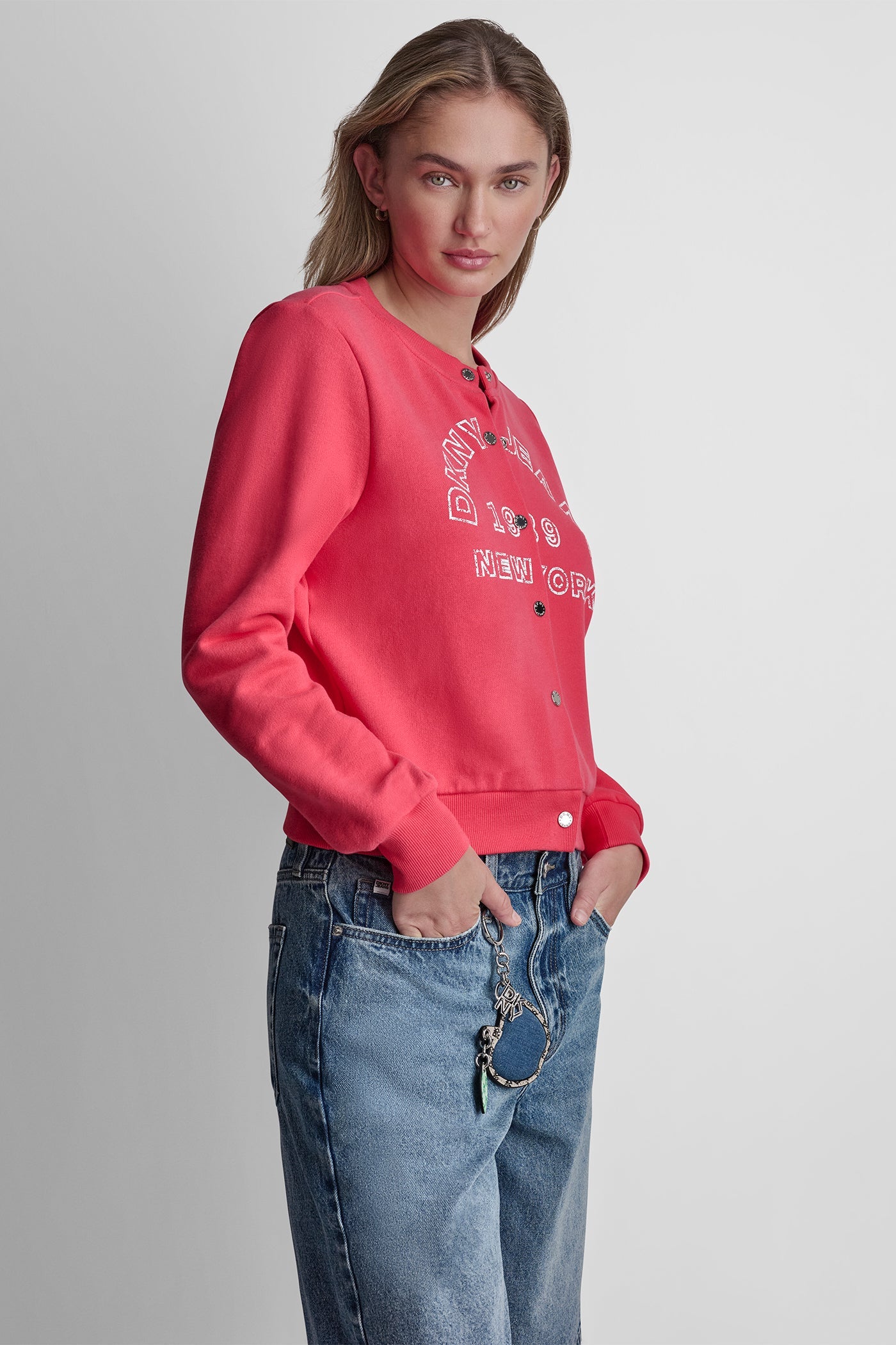 BUTTON FRONT SHRUNKEN LOGO JACKET