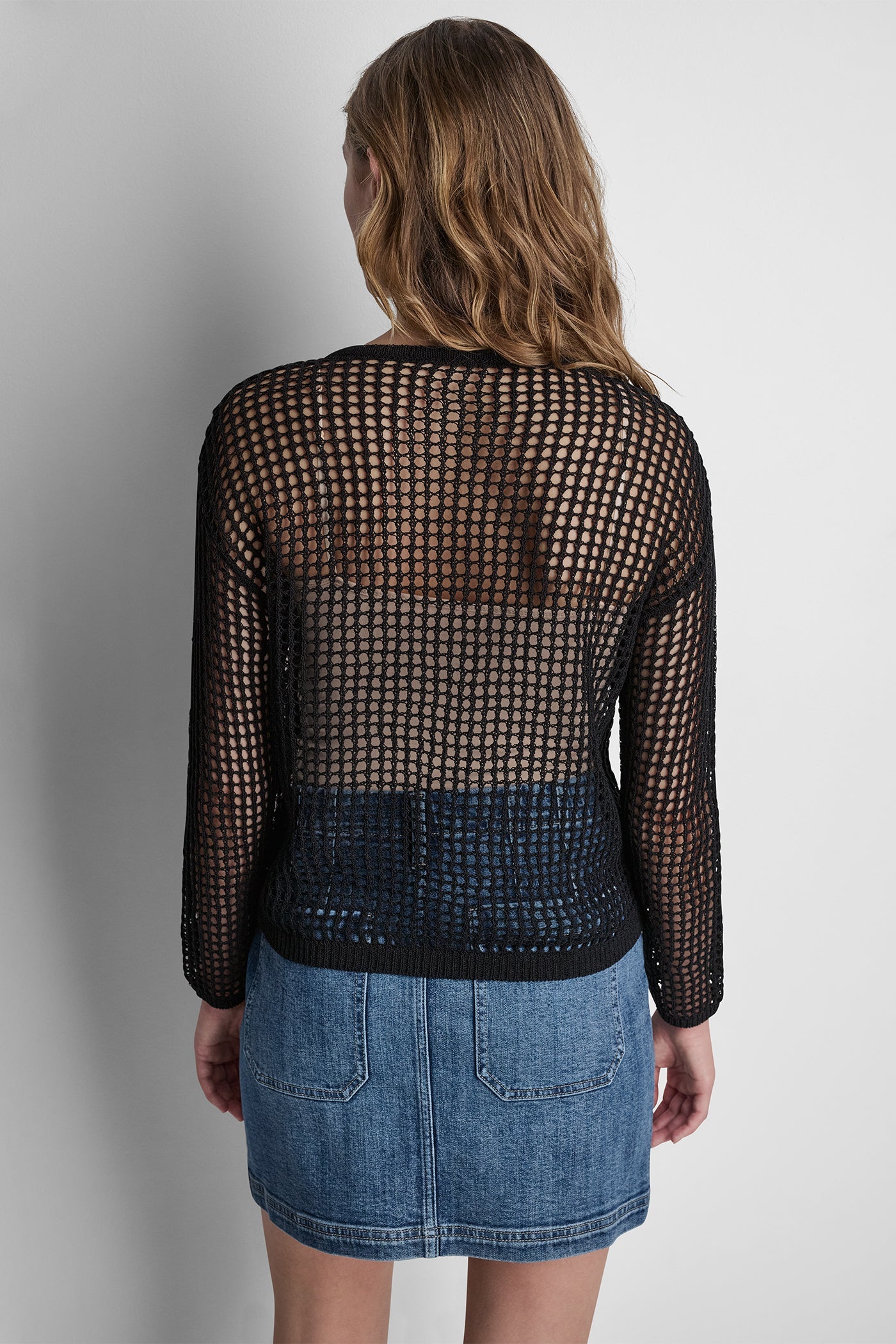 CROCHET OPEN-STITCH LOGO SWEATER