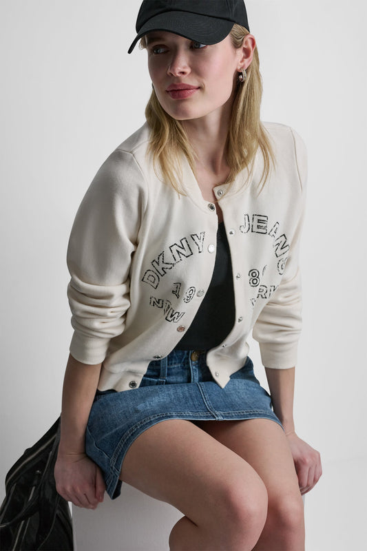 BUTTON FRONT SHRUNKEN LOGO JACKET