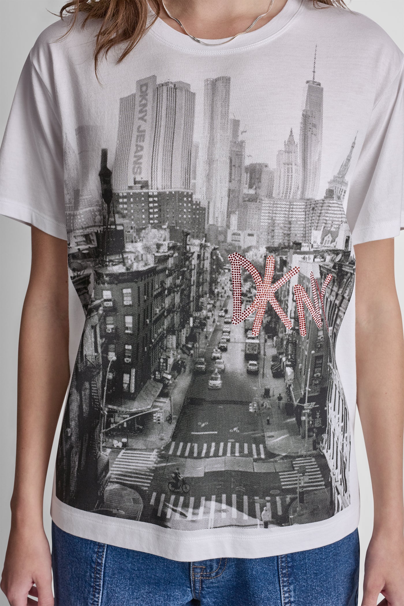DKNY RHINESTONE NY STREETS LOGO TEE