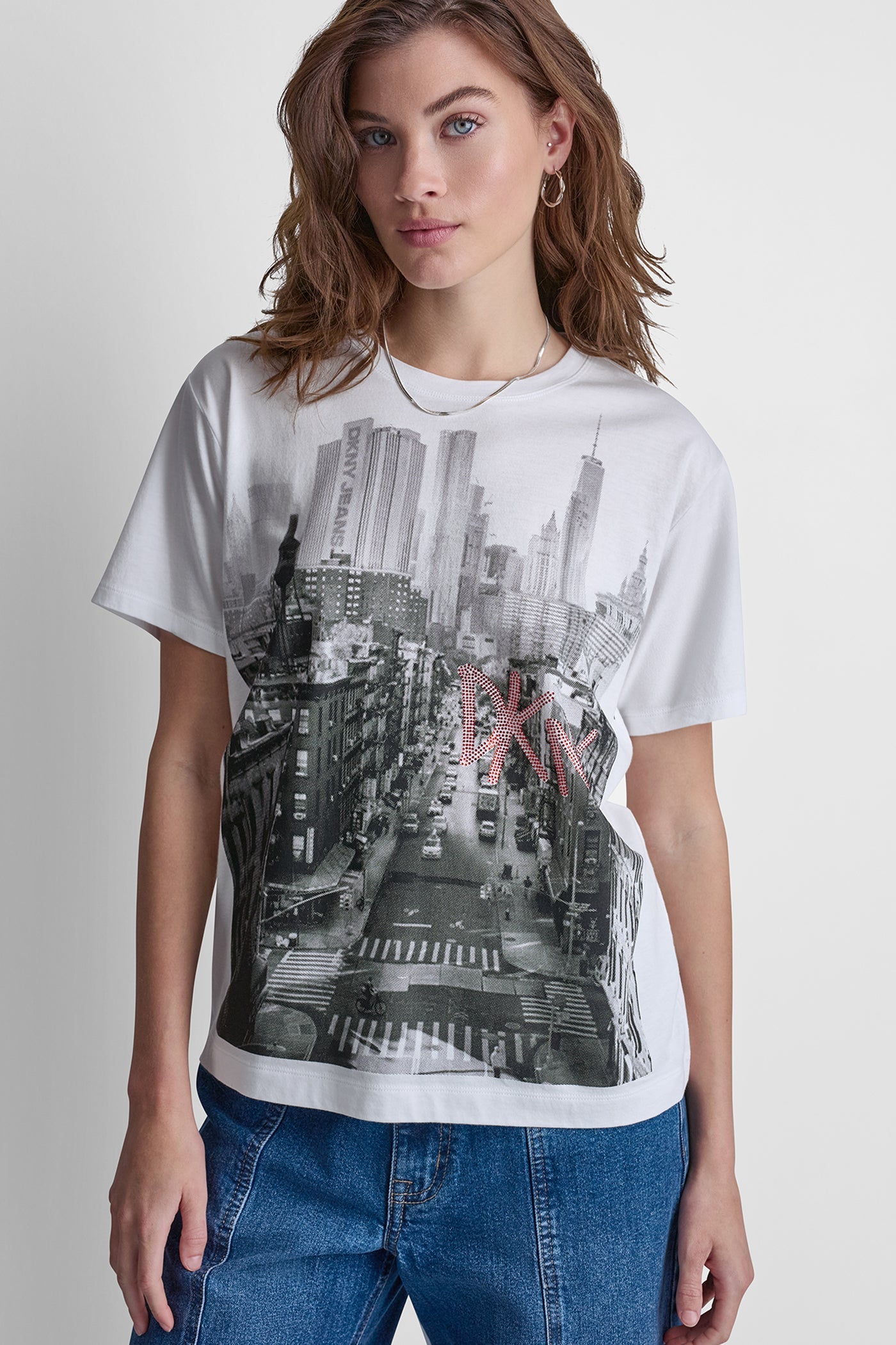 DKNY RHINESTONE NY STREETS LOGO TEE