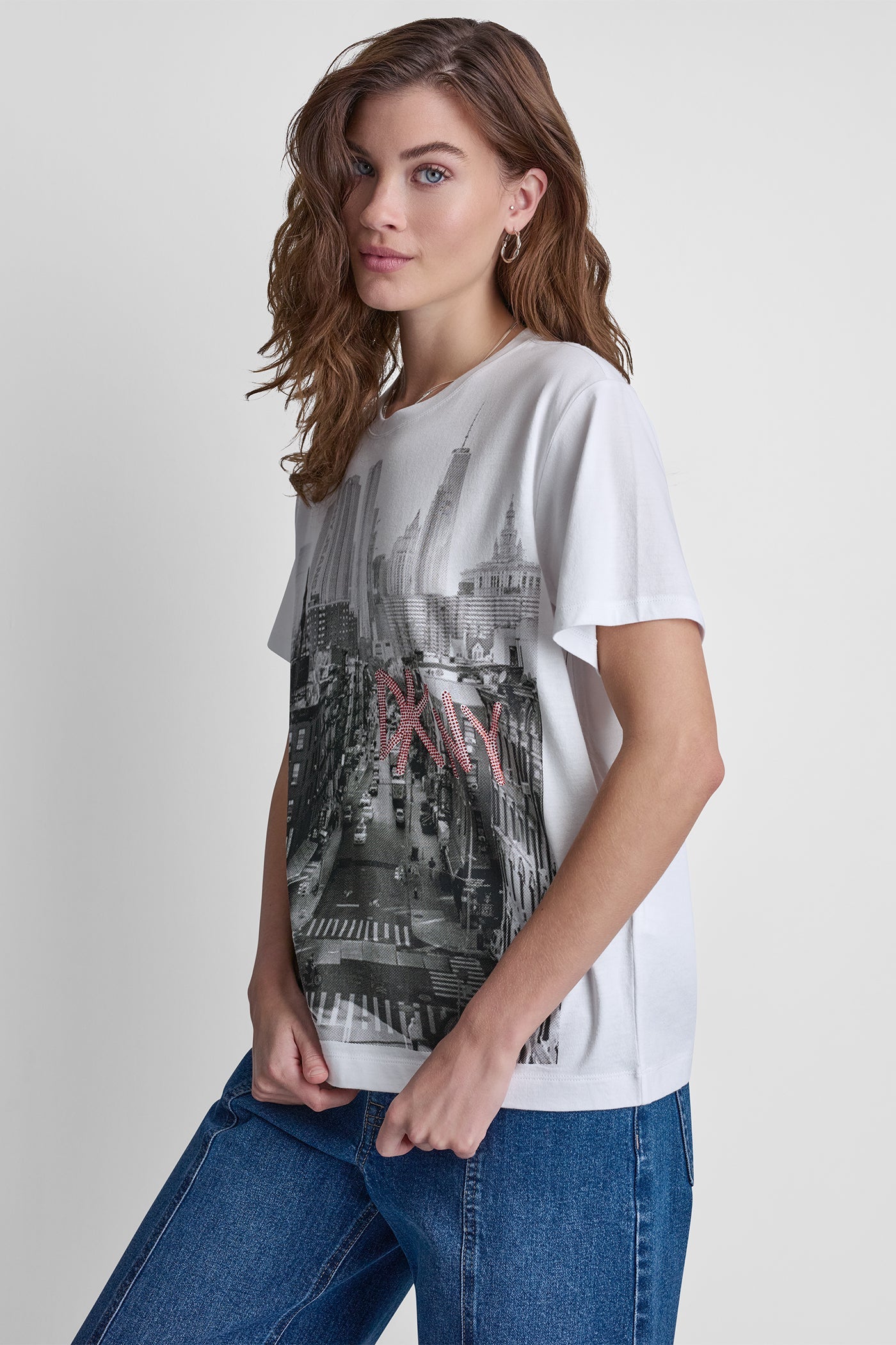 DKNY RHINESTONE NY STREETS LOGO TEE