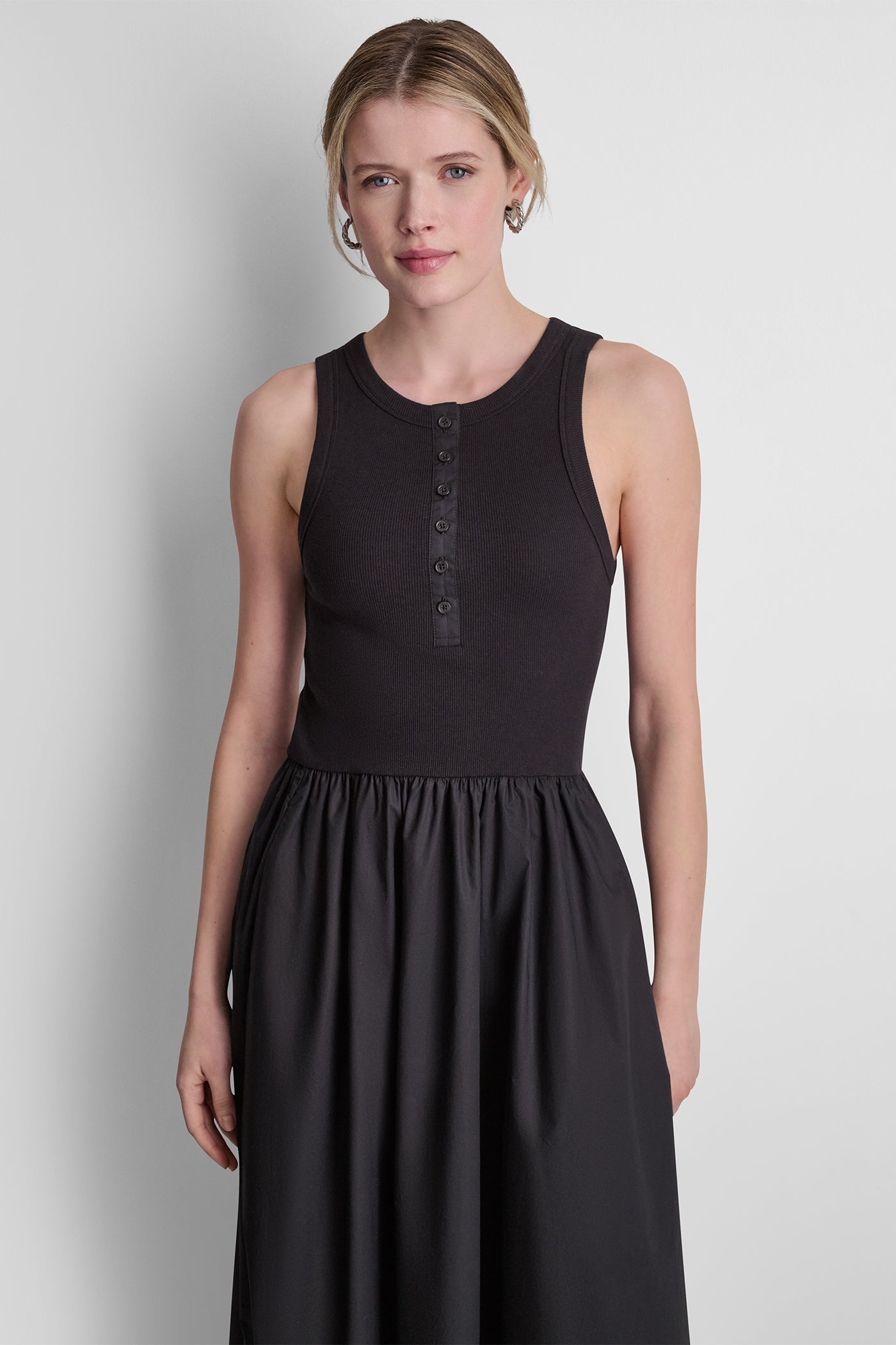 RIB HENLEY TANK MAXI DRESS
