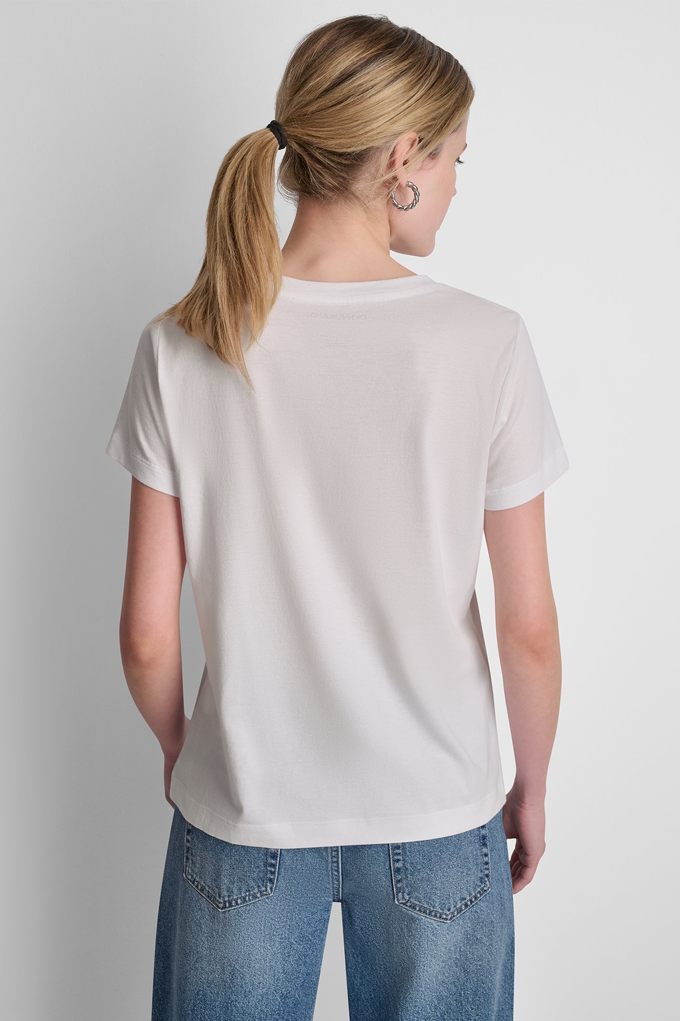 DKNY JEANS STACKED RHINESTONE LOGO TEE