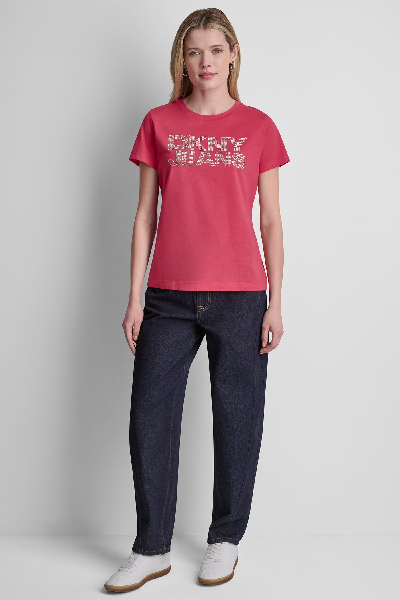 DKNY JEANS STACKED RHINESTONE DOME TEE
