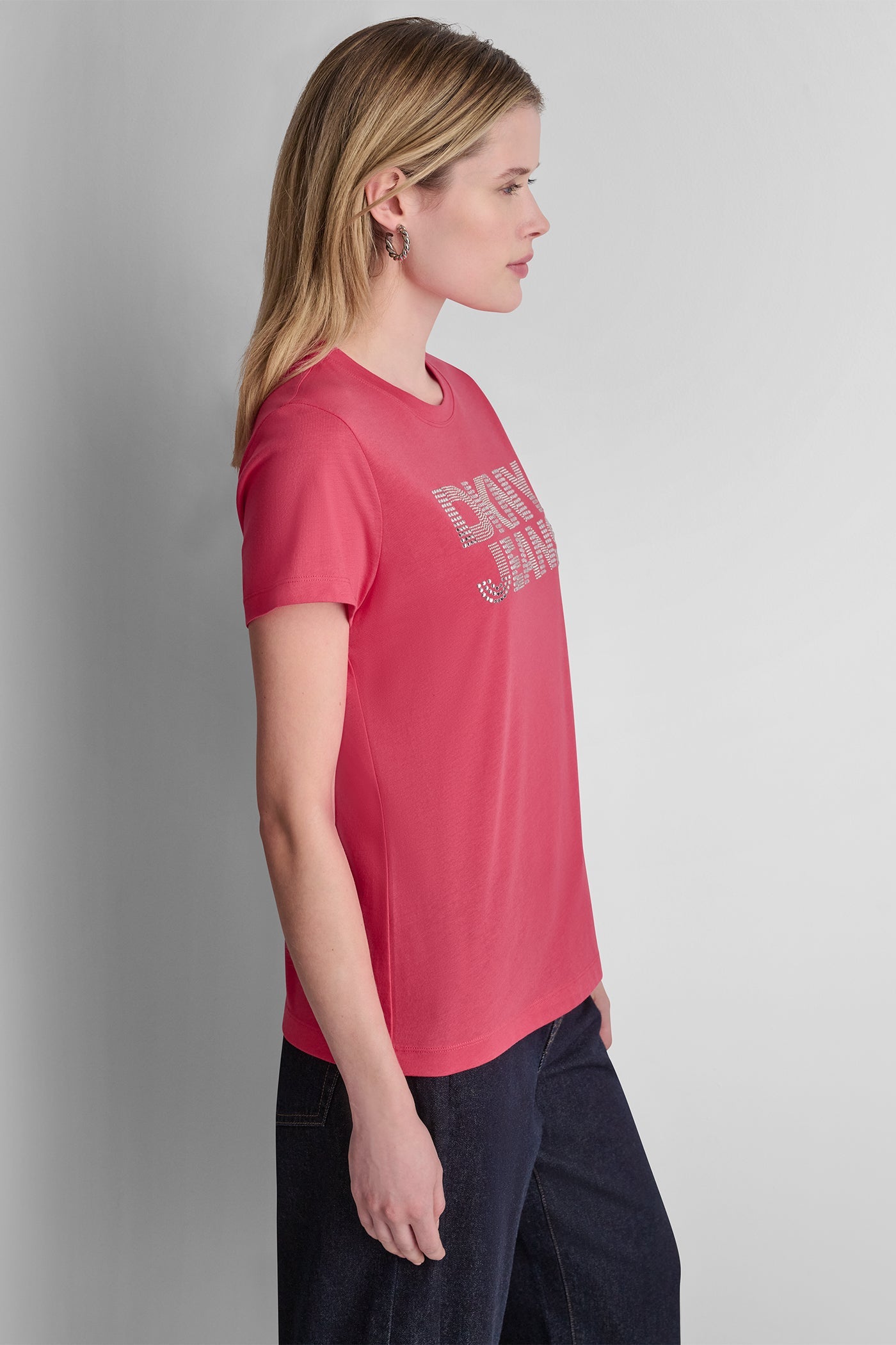 DKNY JEANS STACKED RHINESTONE DOME TEE