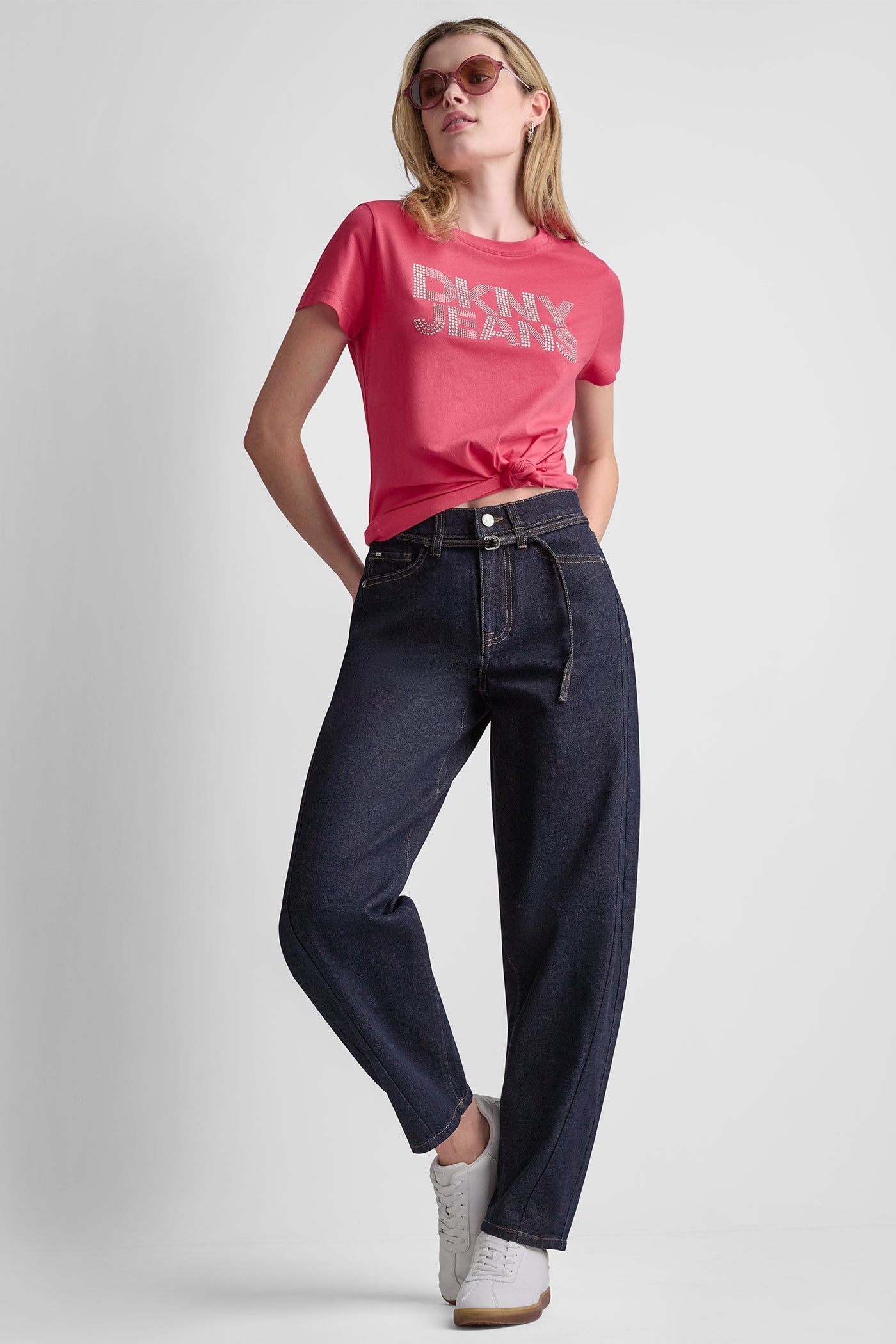 DKNY JEANS STACKED RHINESTONE DOME TEE