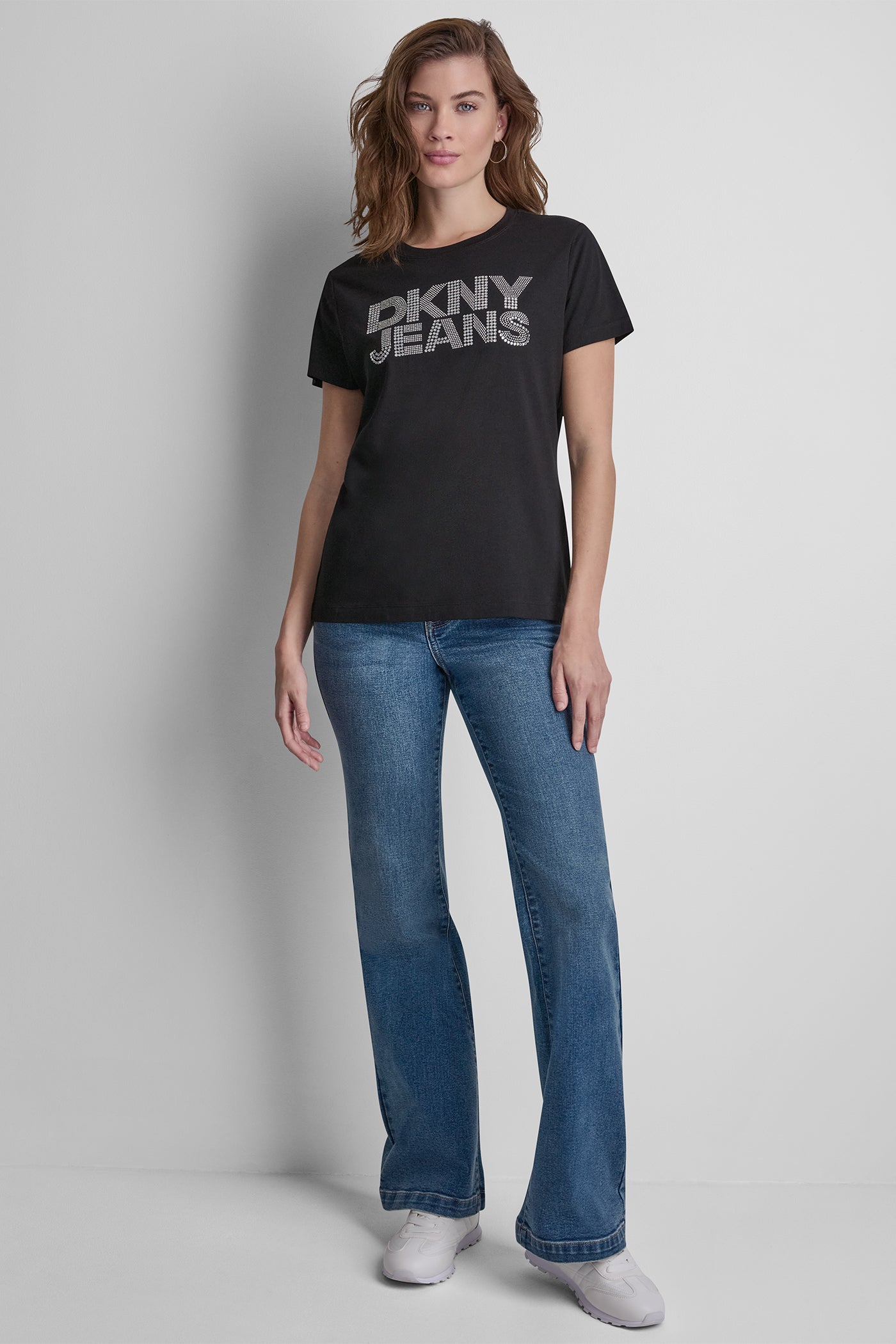 DKNY JEANS STACKED RHINESTONE DOME TEE