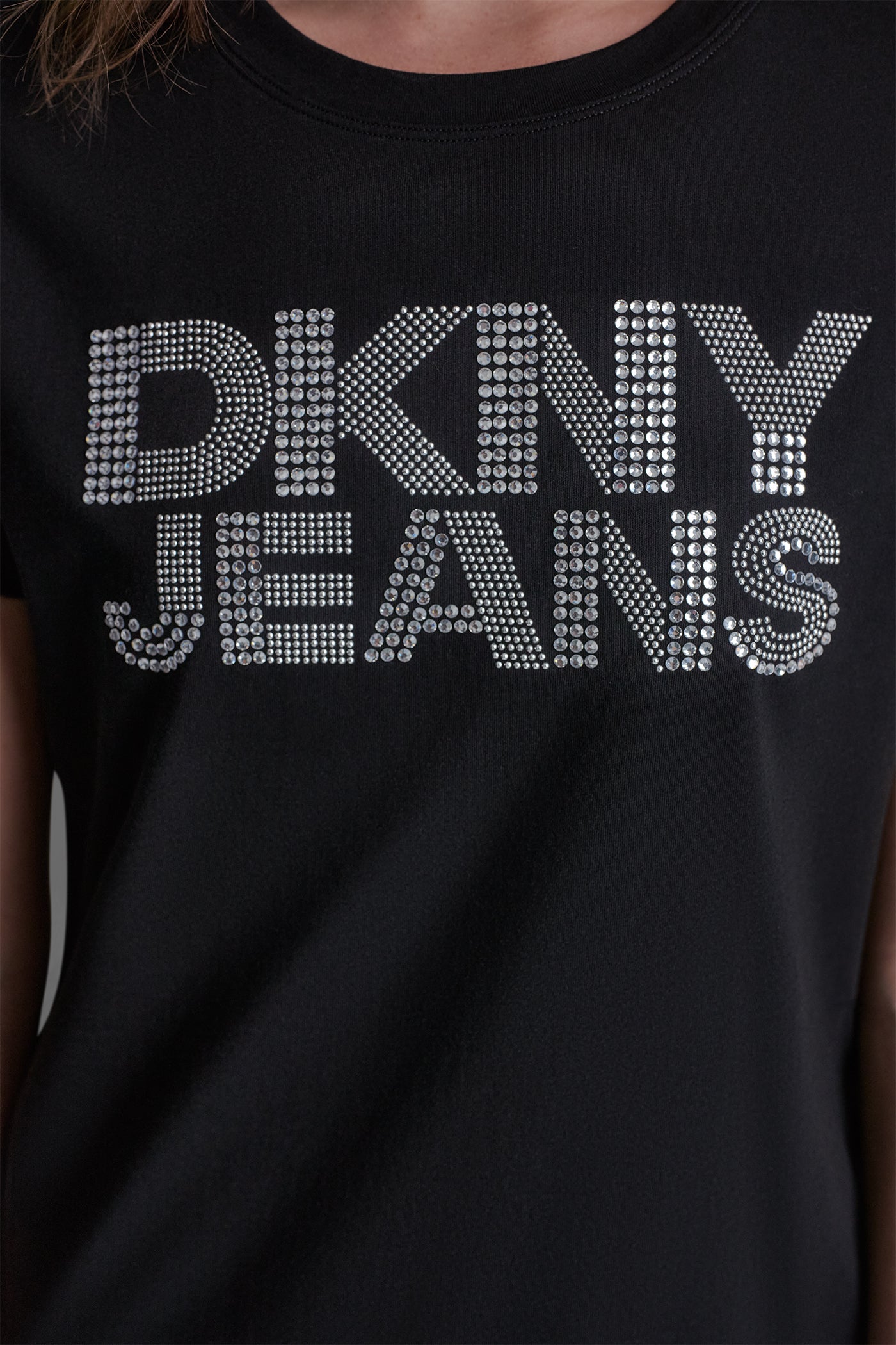 DKNY JEANS STACKED RHINESTONE DOME TEE