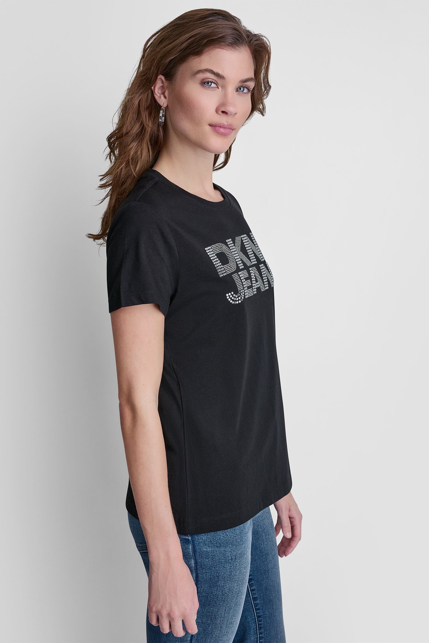 DKNY JEANS STACKED RHINESTONE DOME TEE
