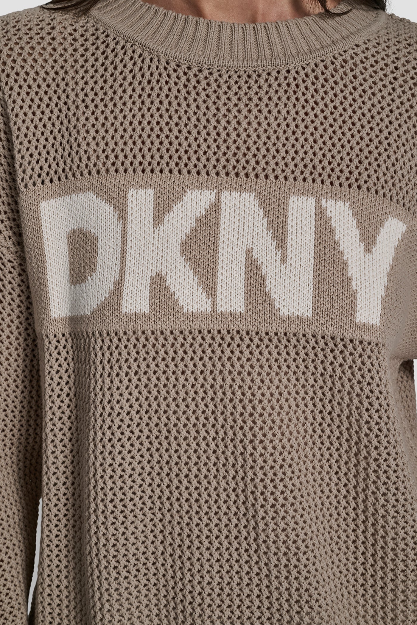CREW NECK POINTELLE LOGO SWEATER