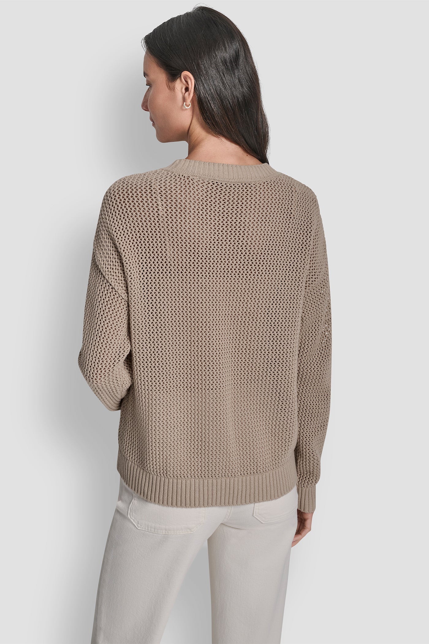 CREW NECK POINTELLE LOGO SWEATER