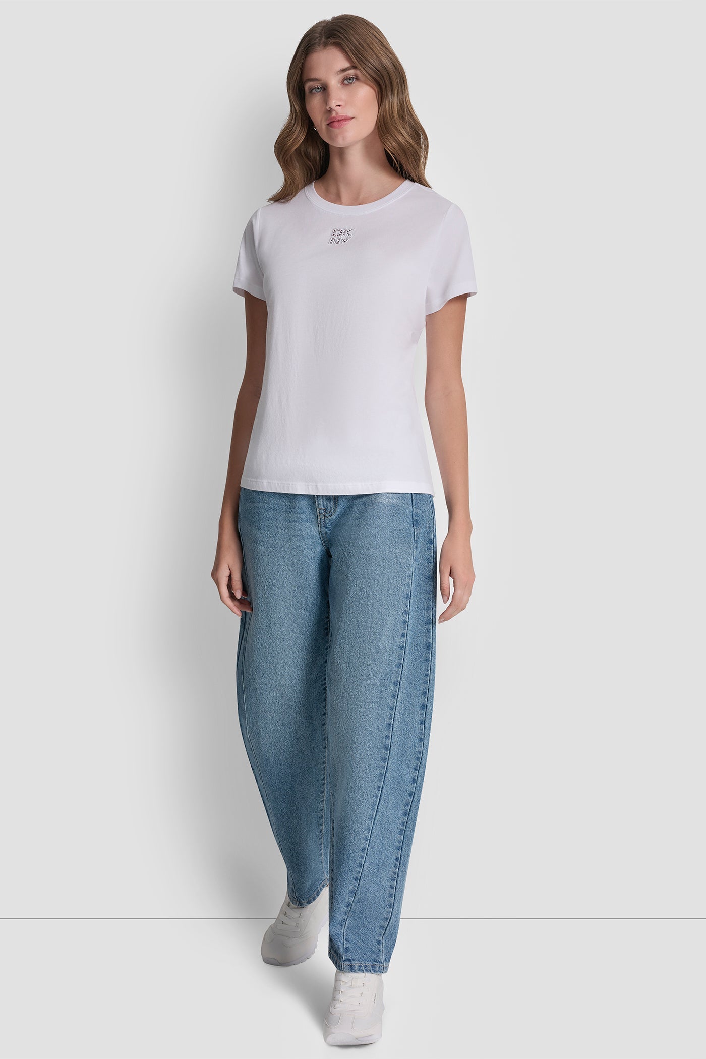 DKNY STACKED EYELET LOGO TEE