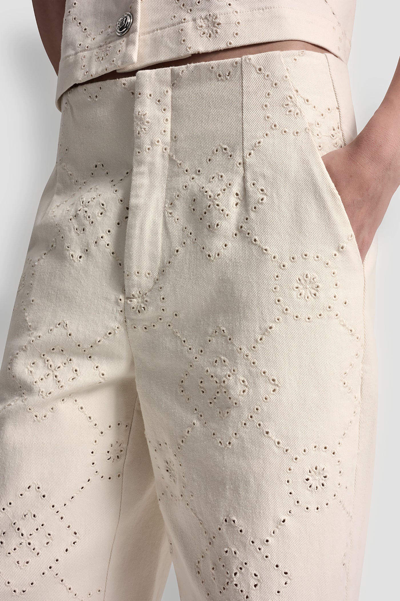 HIGH-RISE TWILL WIDE LEG PANT