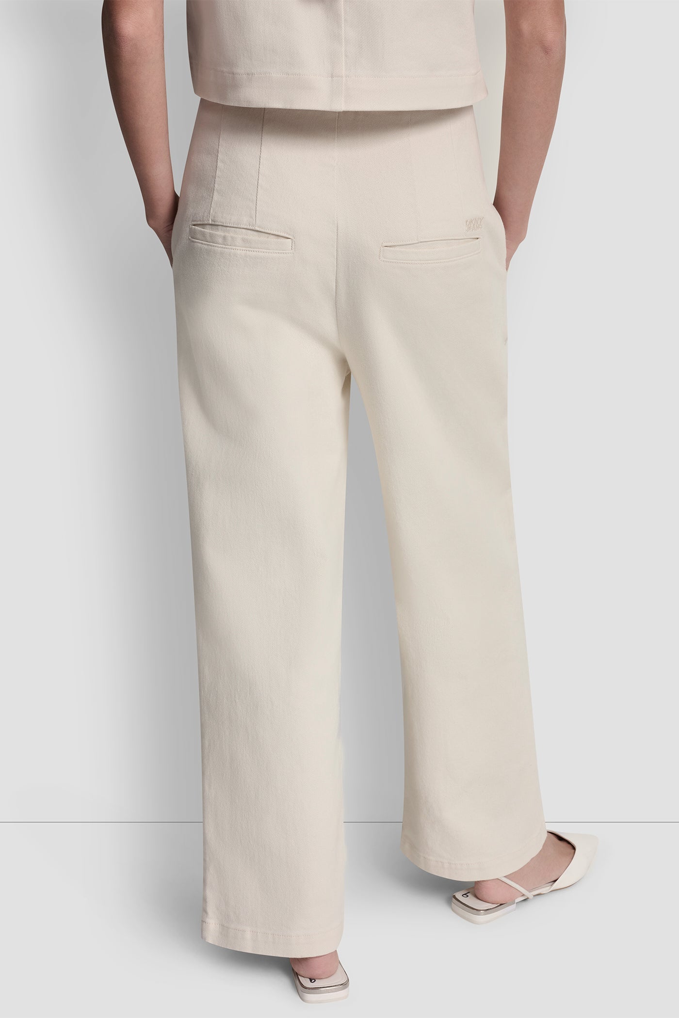 HIGH-RISE TWILL WIDE LEG PANT