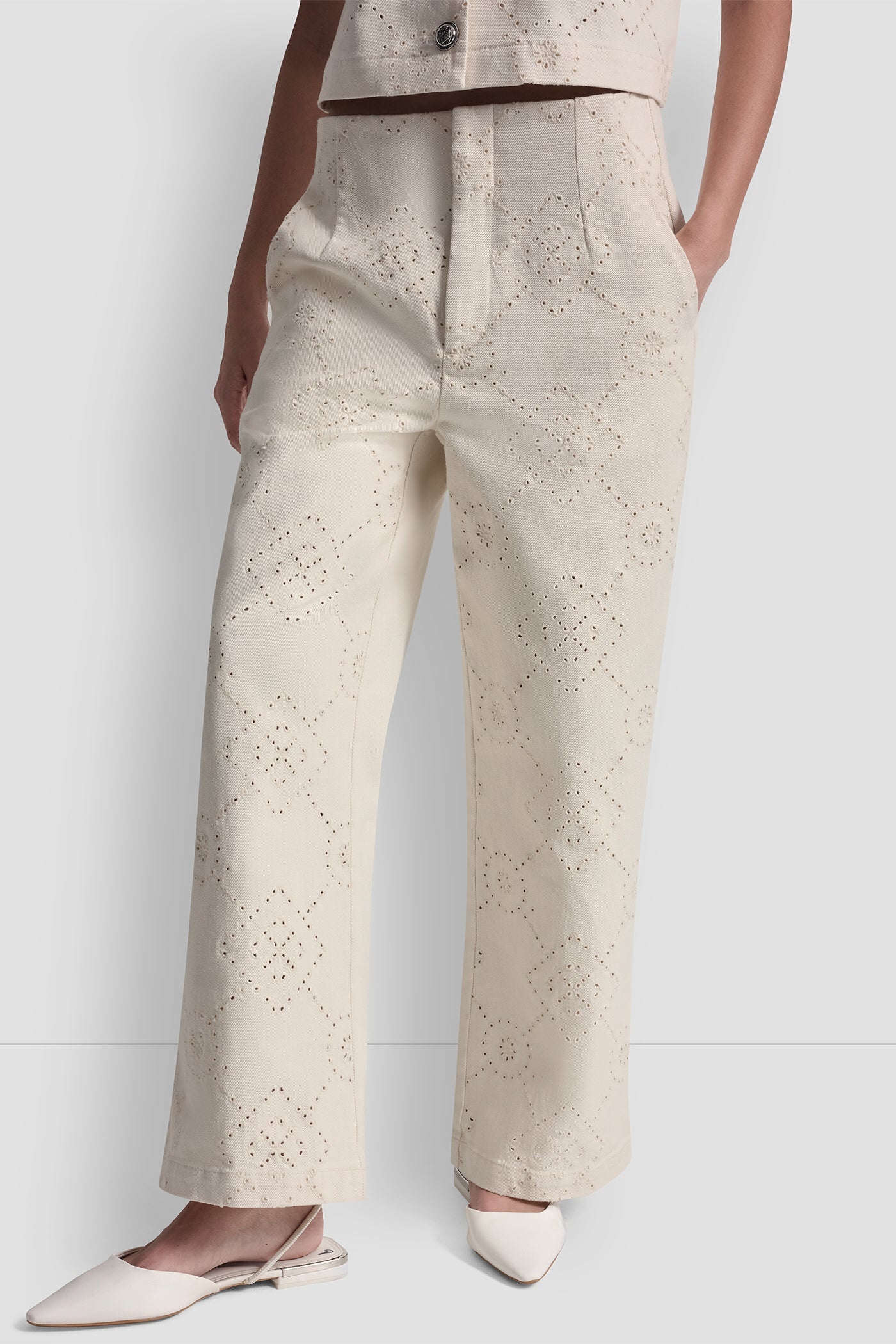 HIGH-RISE TWILL WIDE LEG PANT