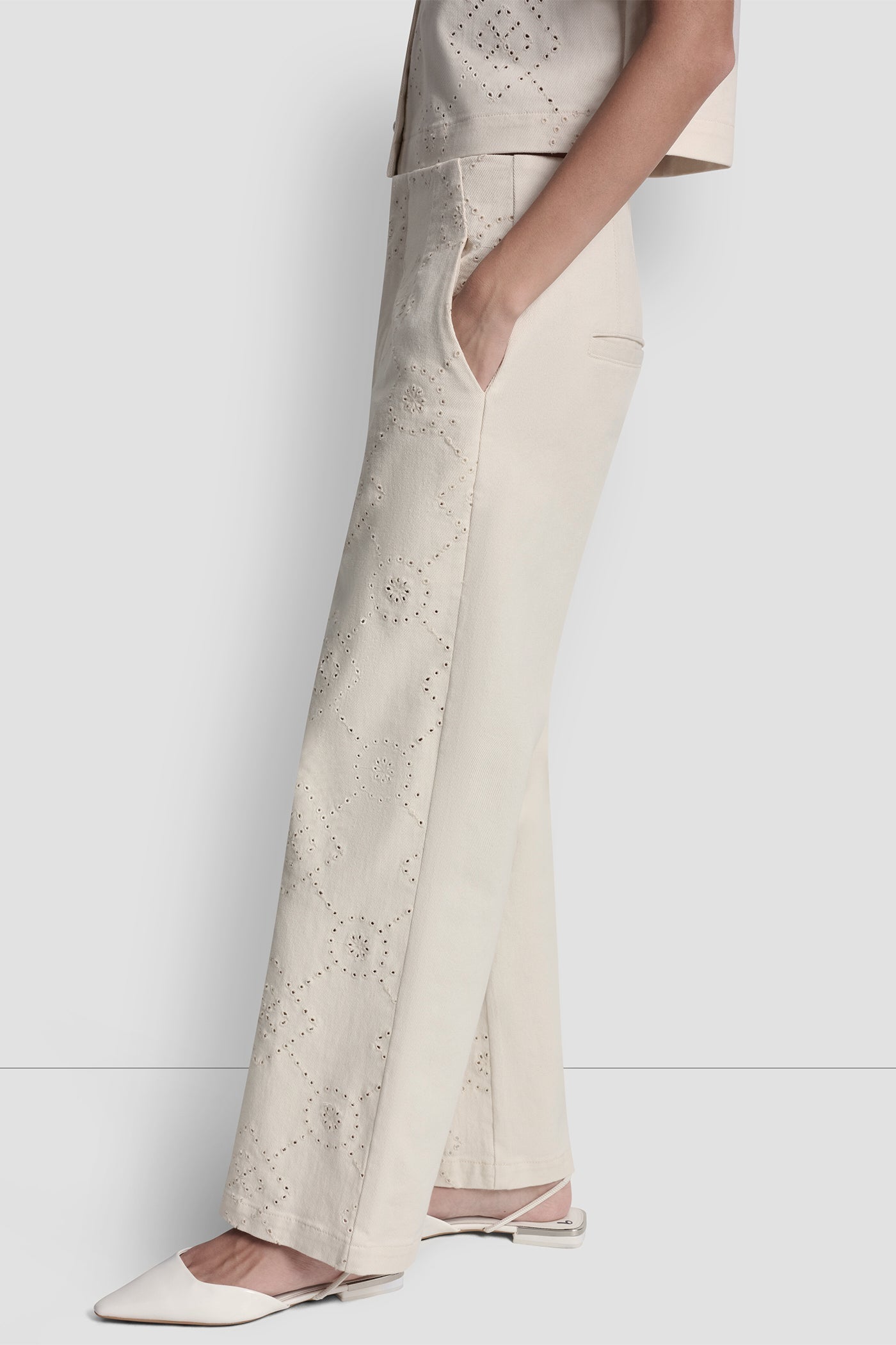 HIGH-RISE TWILL WIDE LEG PANT