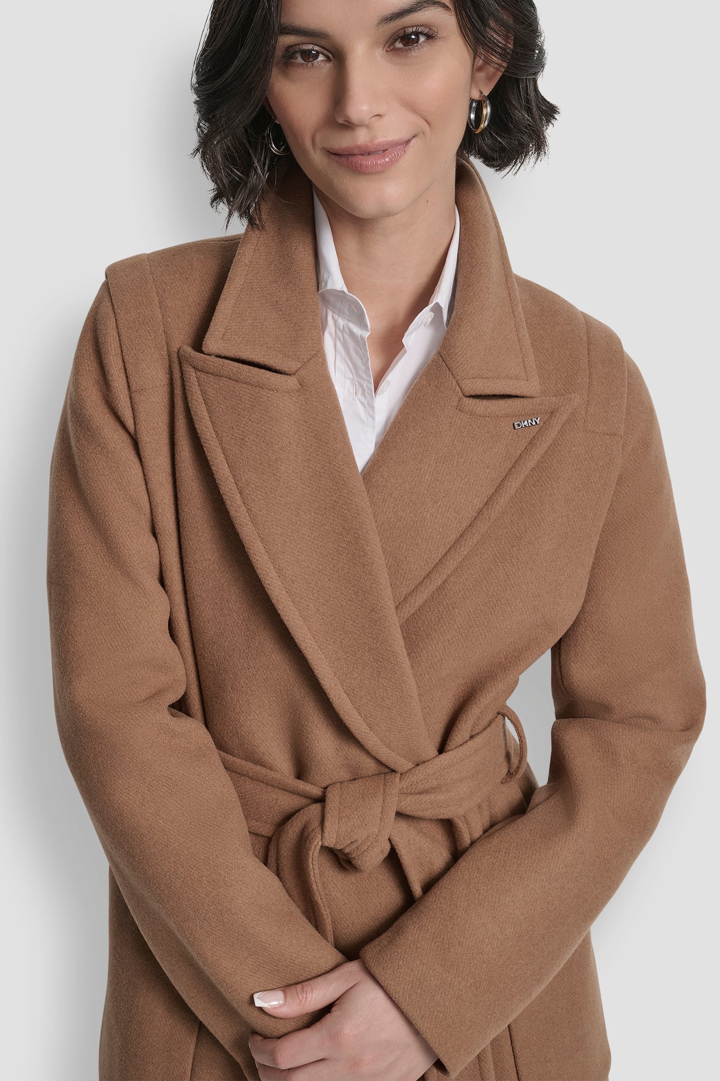 LONG WOOL TAILORED TIE WAIST COAT