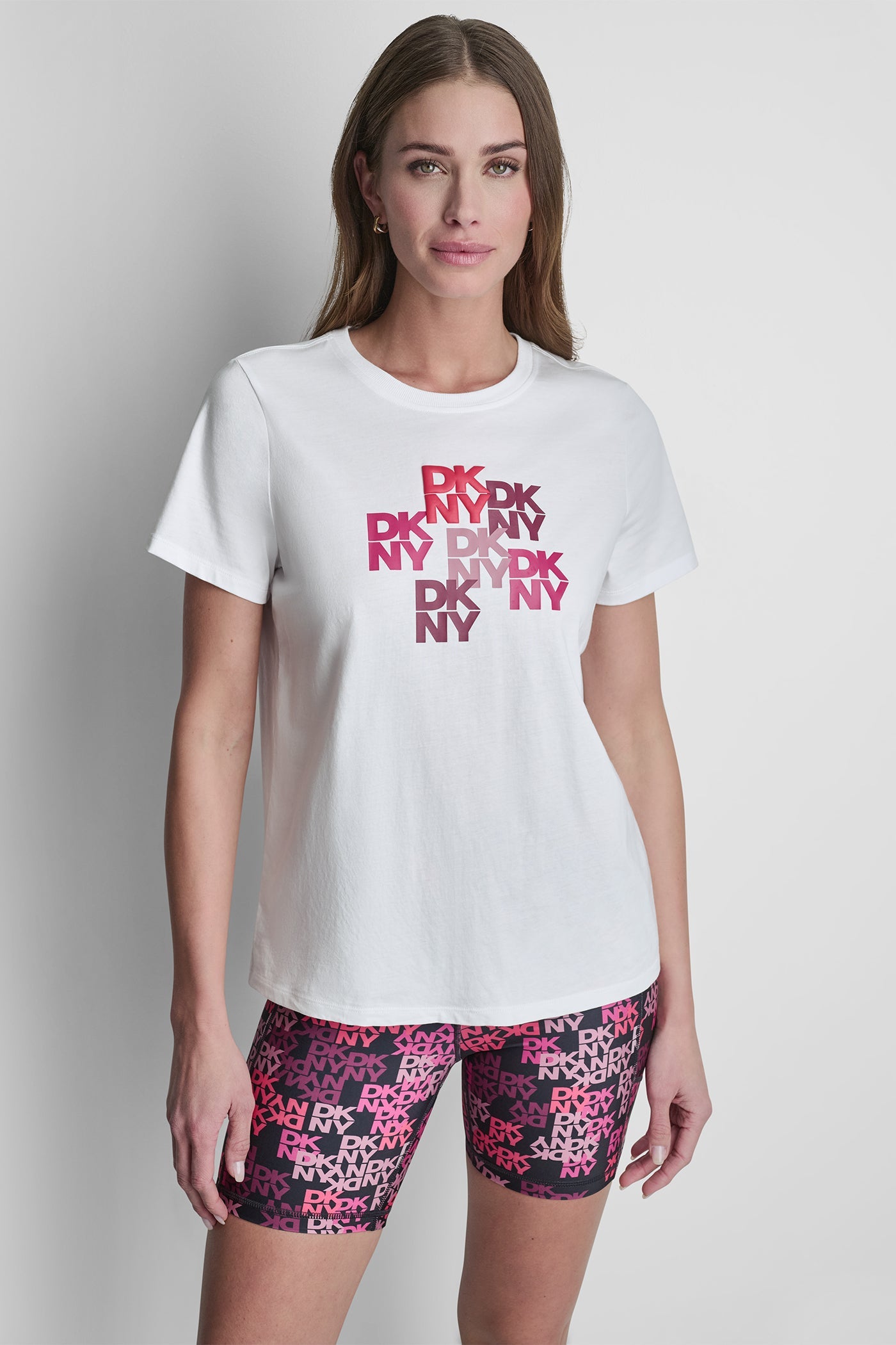 DKNY CAMO MIXED MEDIA LOGO TEE
