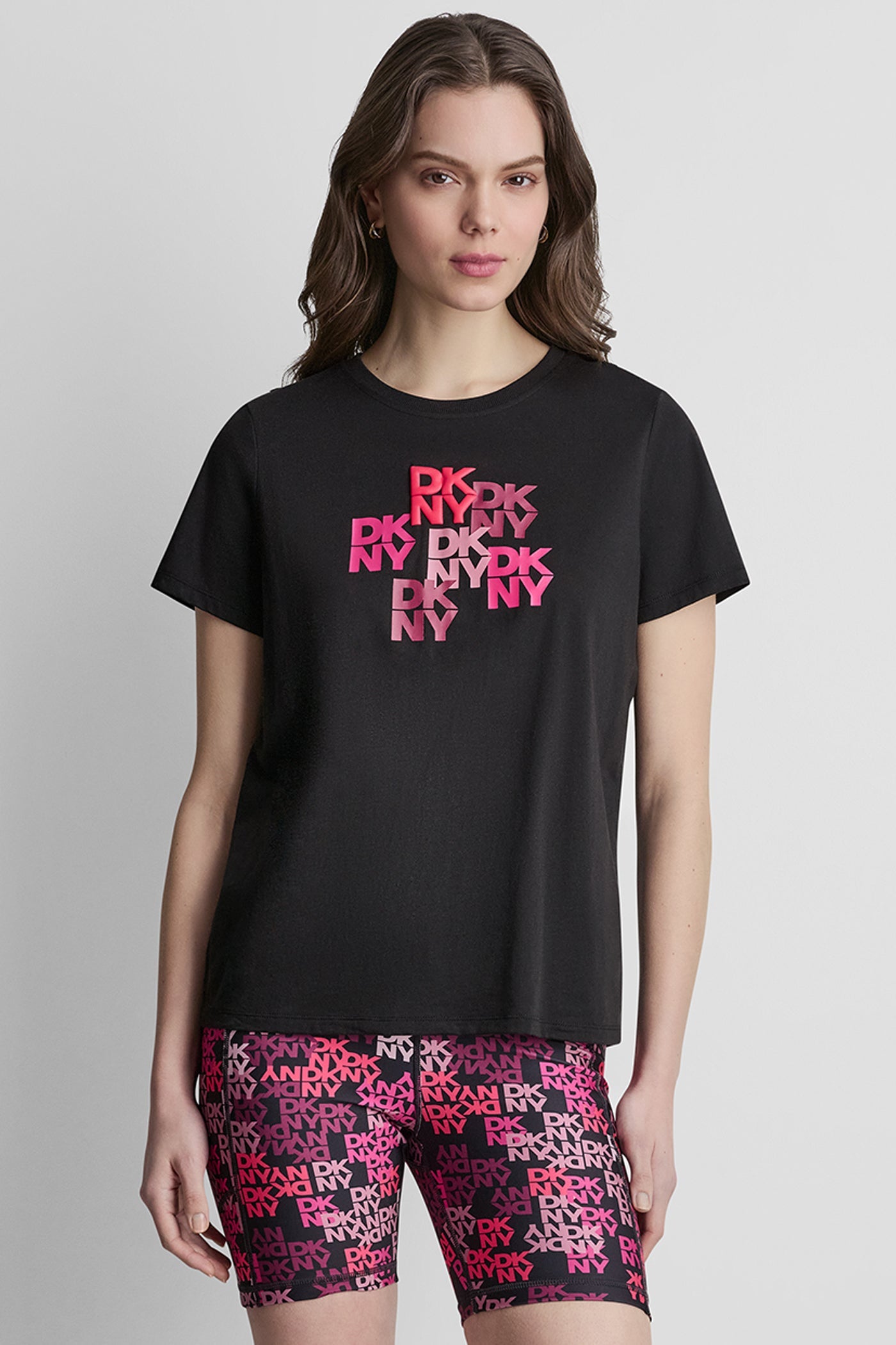 DKNY CAMO MIXED MEDIA LOGO TEE