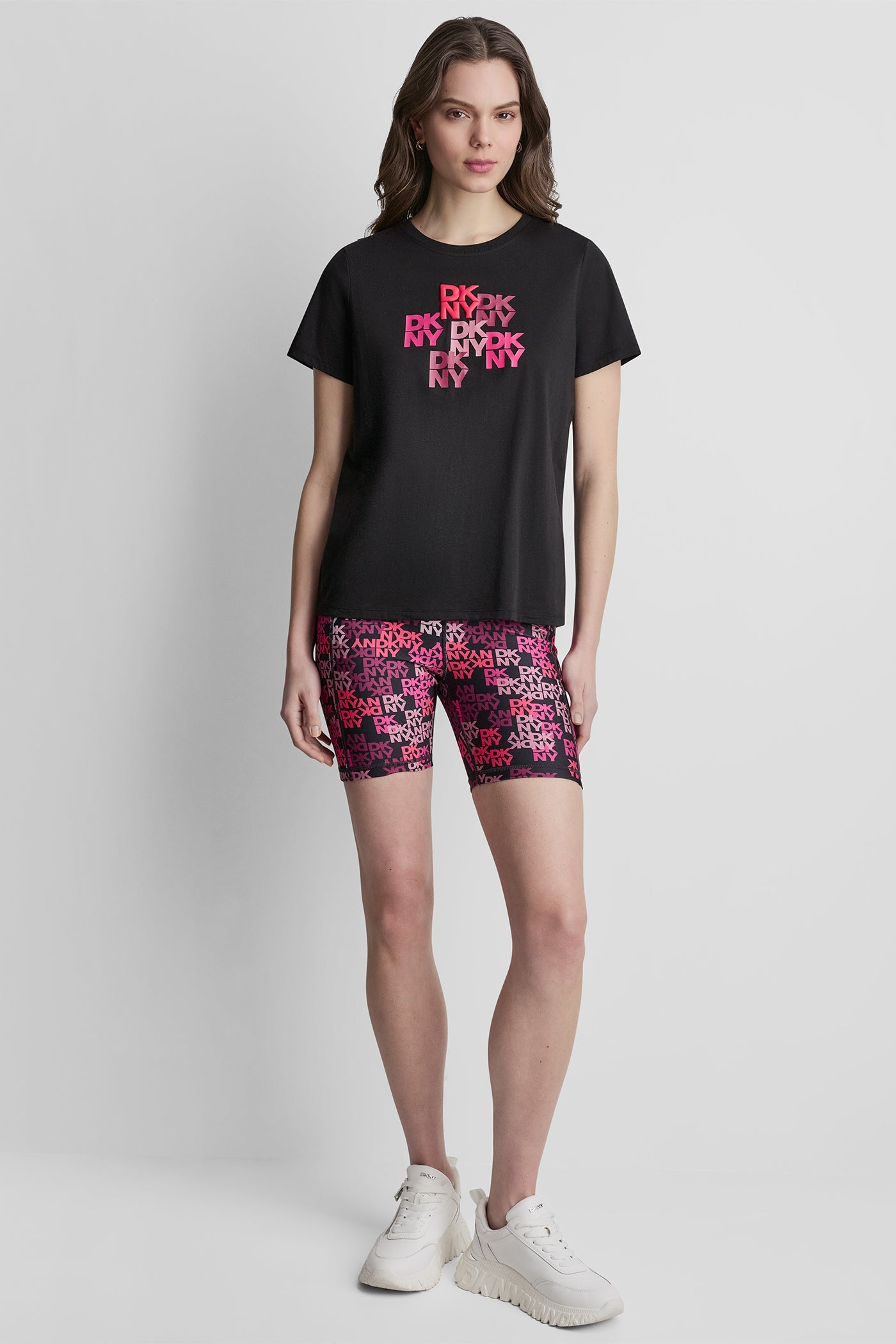 DKNY CAMO MIXED MEDIA LOGO TEE