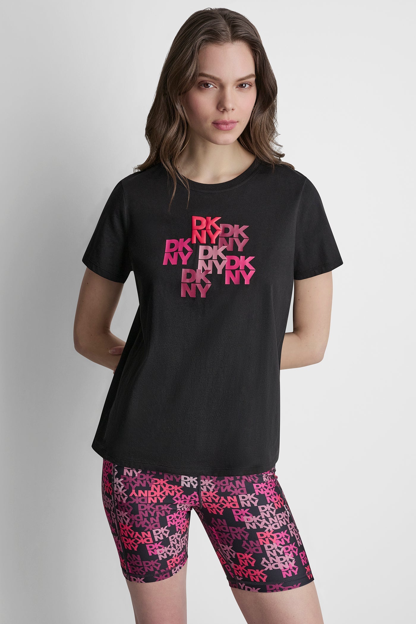 DKNY CAMO MIXED MEDIA LOGO TEE