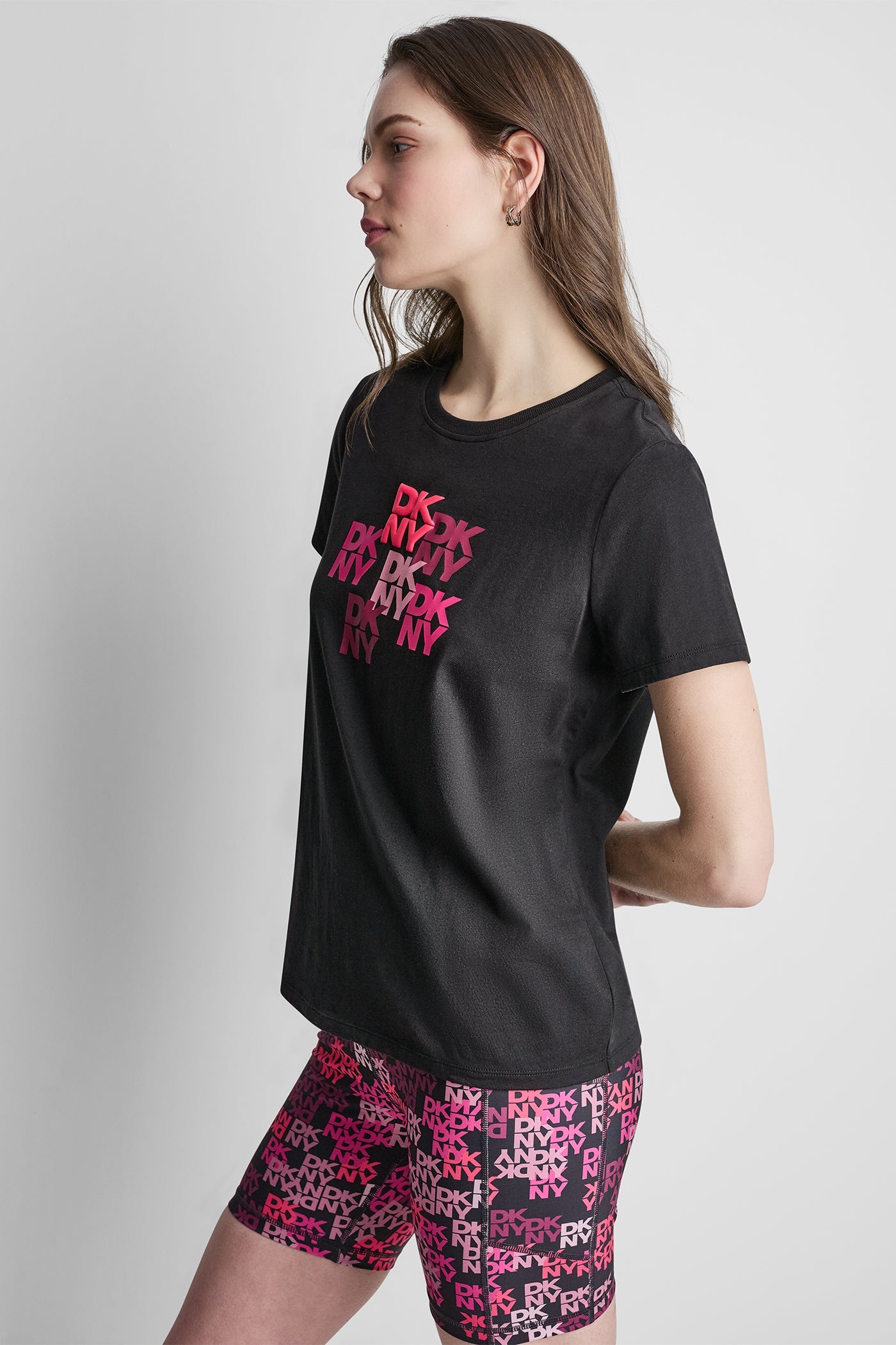 DKNY CAMO MIXED MEDIA LOGO TEE
