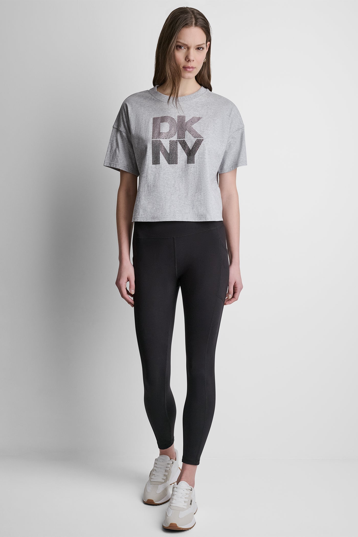 STACKED OMBRE RHINESTONE LOGO TEE