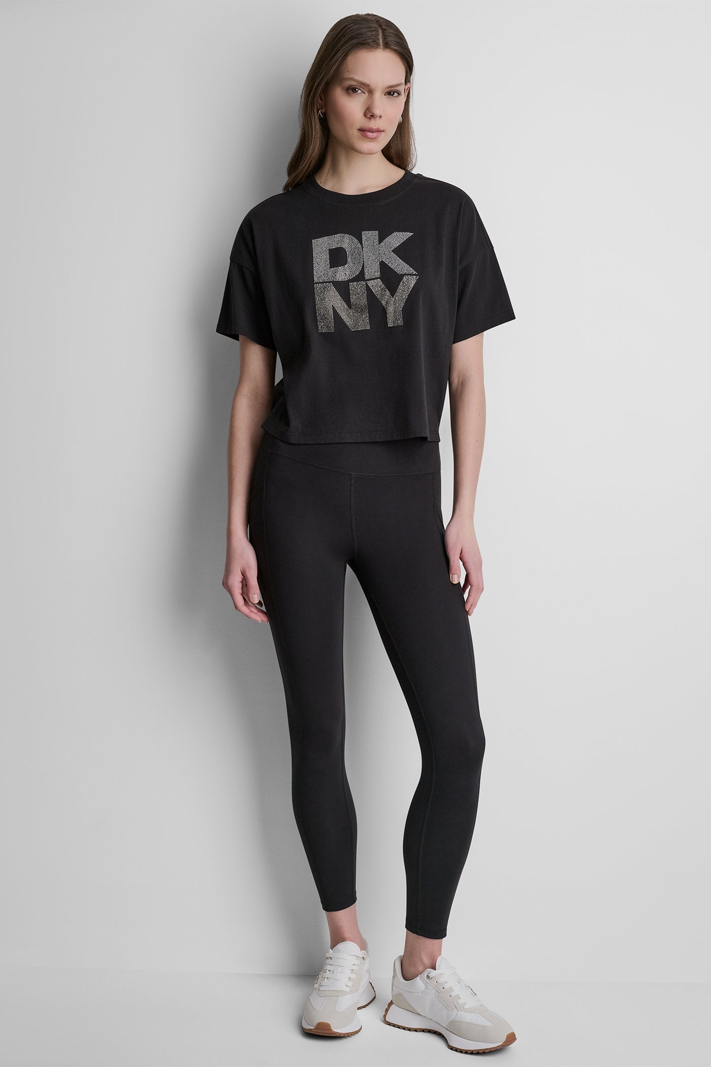 STACKED OMBRE RHINESTONE LOGO TEE