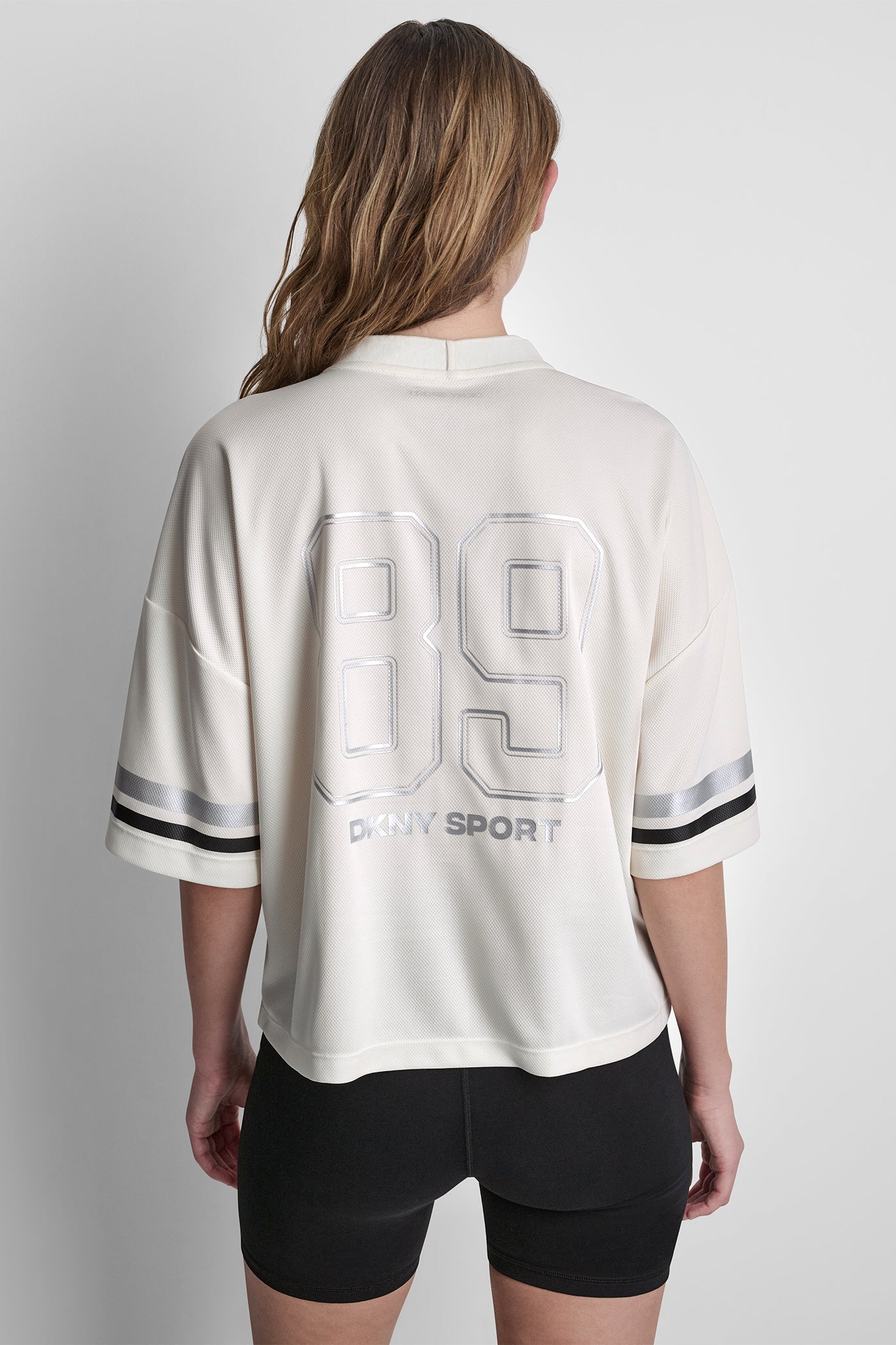 RHINESTONE VARSITY LOGO V-NECK JERSEY