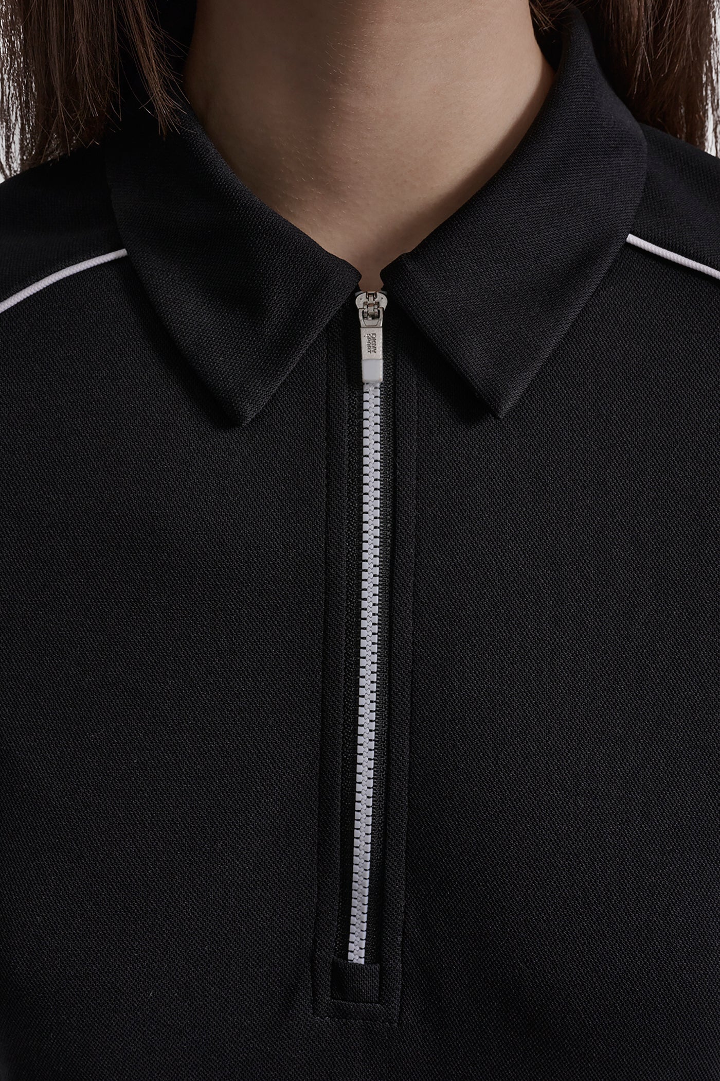 HALF-ZIP POLO DRESS WITH CONTRAST PIPING