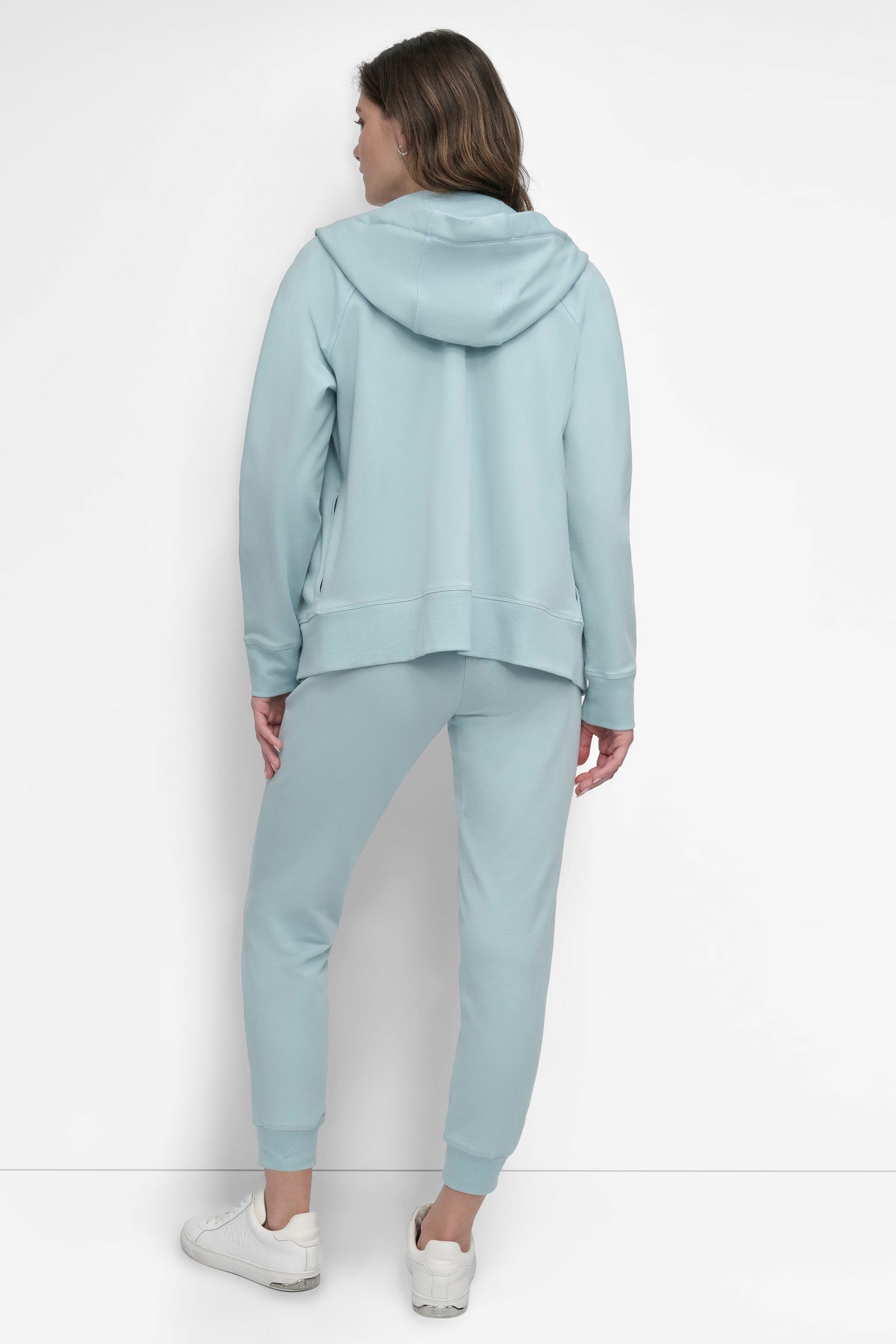 COTTON-FLEECE TWO-TONE LOGO DRAWSTRING HOODIE